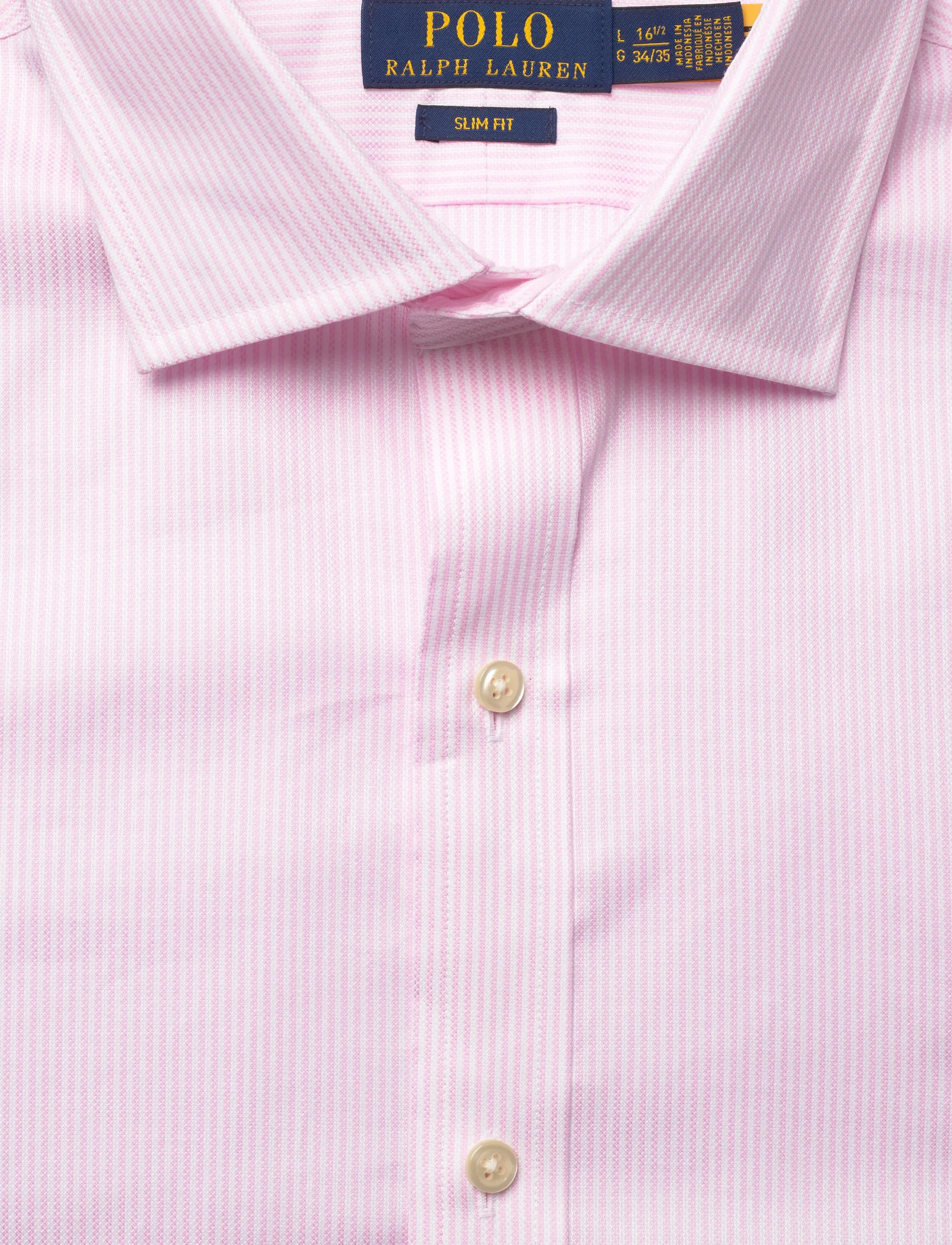 Polo Ralph Lauren - Regent Slim Fit Striped Textured Shirt - randiga skjortor - 6011b pink/white - 2