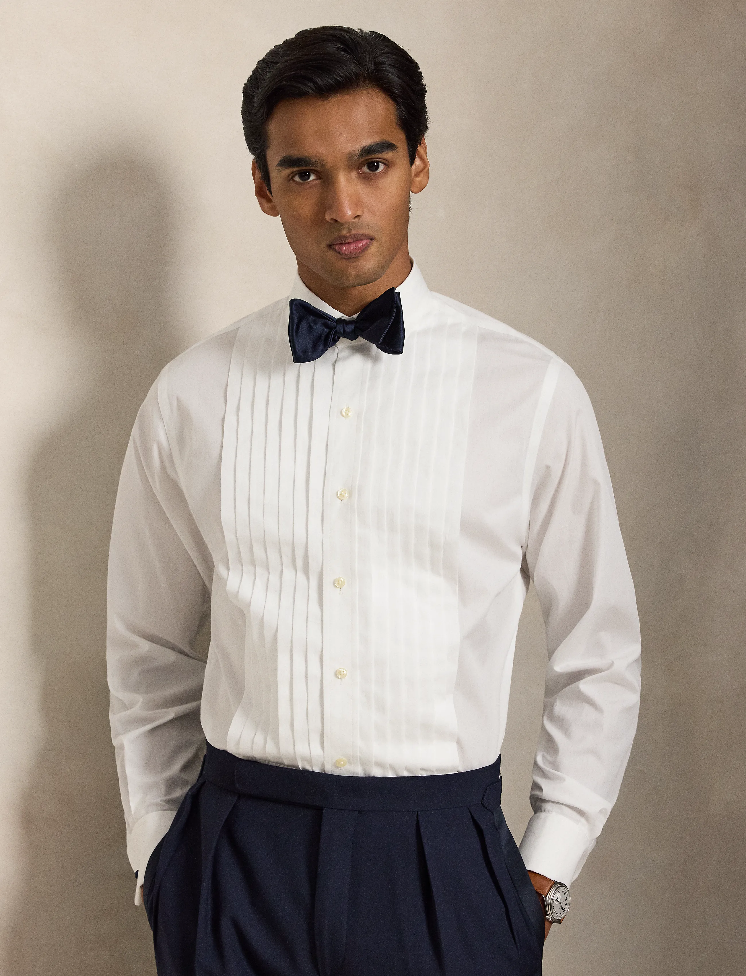 Polo Ralph Lauren Classic Fit Poplin Tuxedo Shirt - Shirts - WHITE / white
