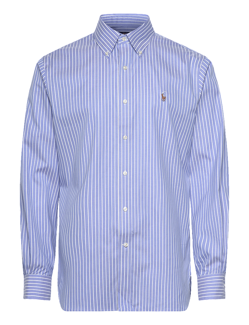 Polo Ralph Lauren - Custom Fit Striped Pinpoint Oxford Shirt - stribede skjorter - 7091a azure/white - 0