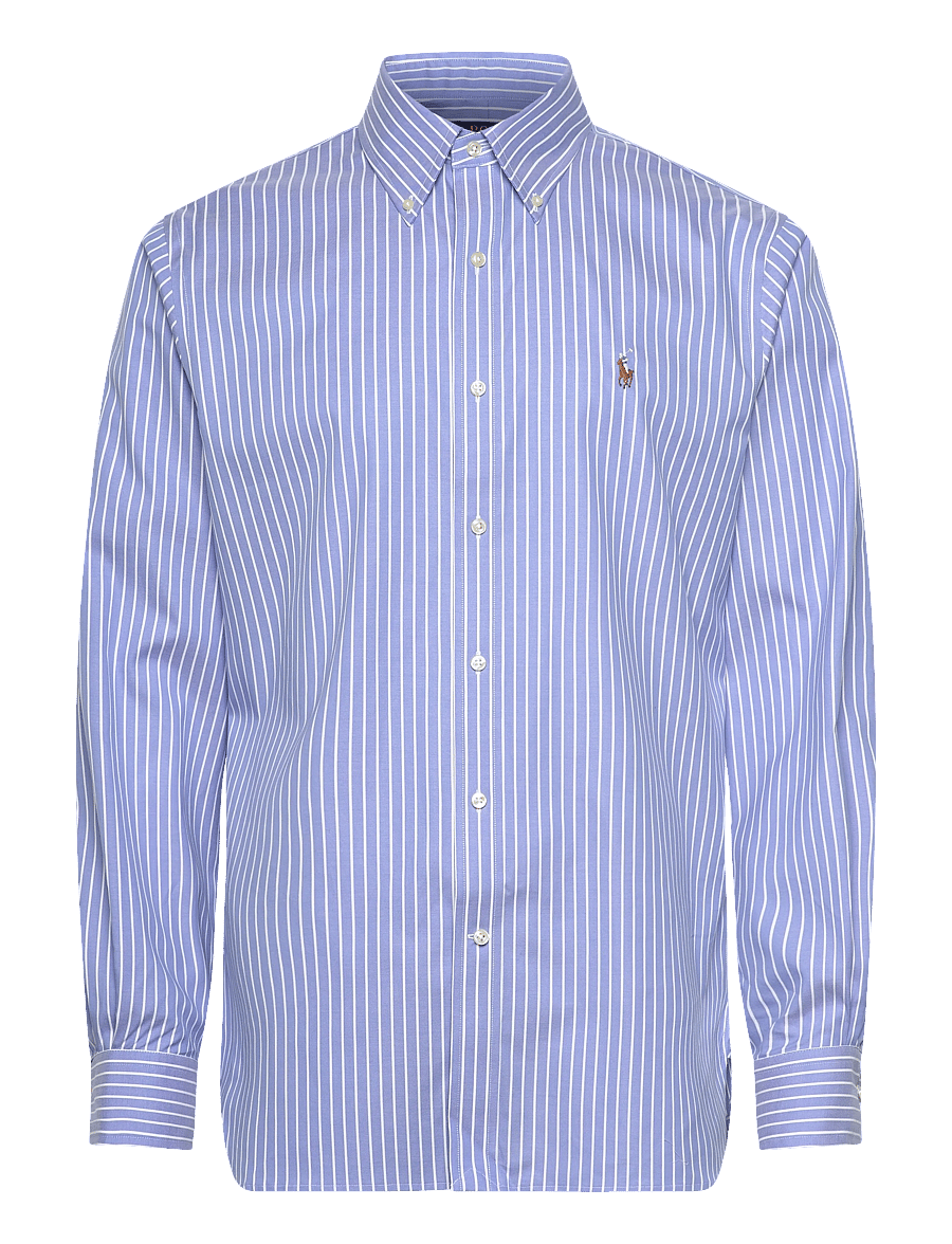 Polo Ralph Lauren - Custom Fit Striped Pinpoint Oxford Shirt - stribede skjorter - 7091a azure/white - 1