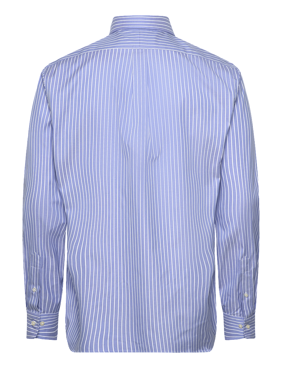 Polo Ralph Lauren - Custom Fit Striped Pinpoint Oxford Shirt - stribede skjorter - 7091a azure/white - 2