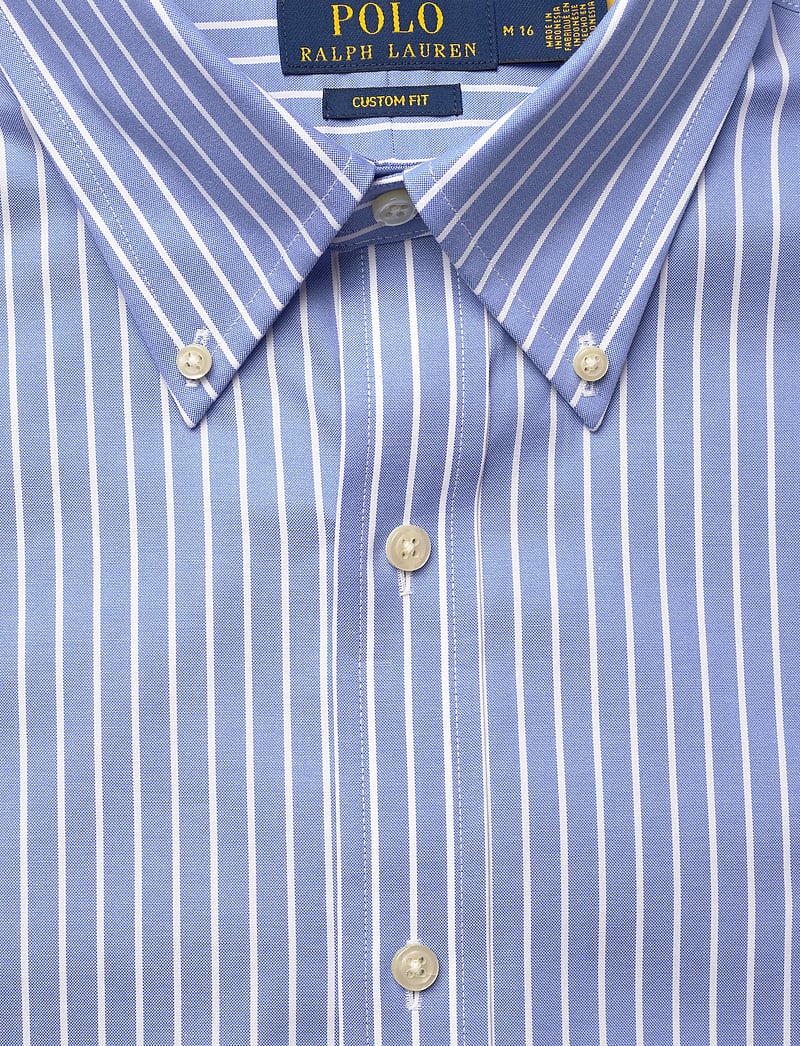 Polo Ralph Lauren - Custom Fit Striped Pinpoint Oxford Shirt - stribede skjorter - 7091a azure/white - 2
