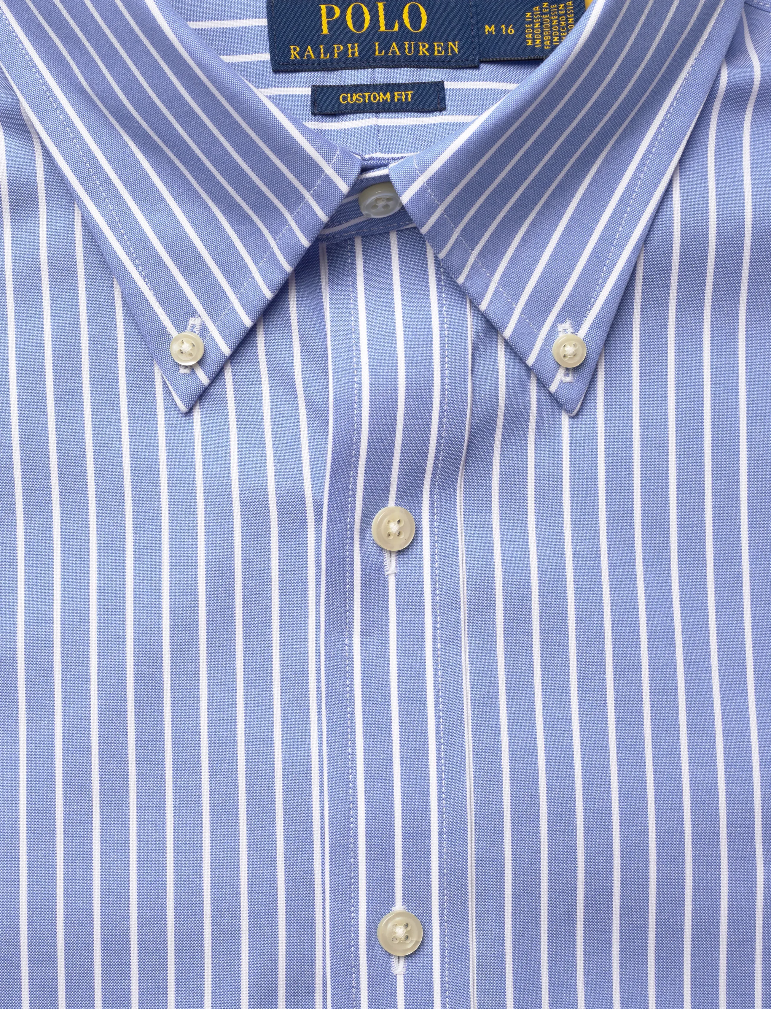 Polo Ralph Lauren - Custom Fit Striped Pinpoint Oxford Shirt - stribede skjorter - 7091a azure/white - 3