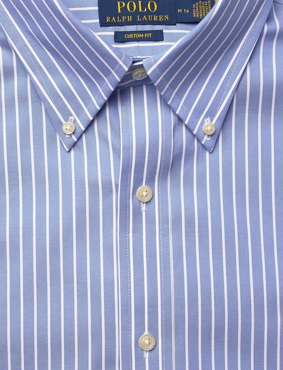 Polo Ralph Lauren - Custom Fit Striped Pinpoint Oxford Shirt - stribede skjorter - 7091a azure/white - 3