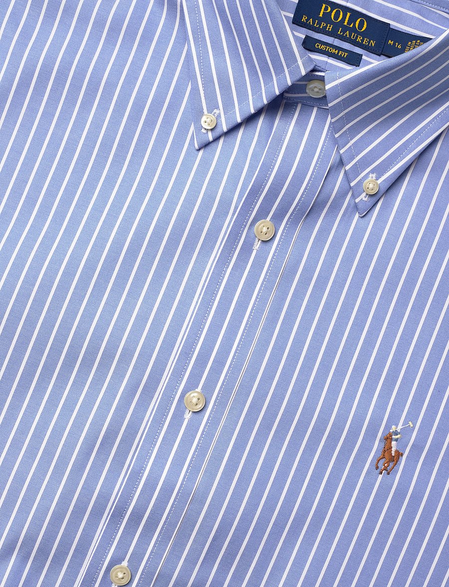 Polo Ralph Lauren - Custom Fit Striped Pinpoint Oxford Shirt - stribede skjorter - 7091a azure/white - 4