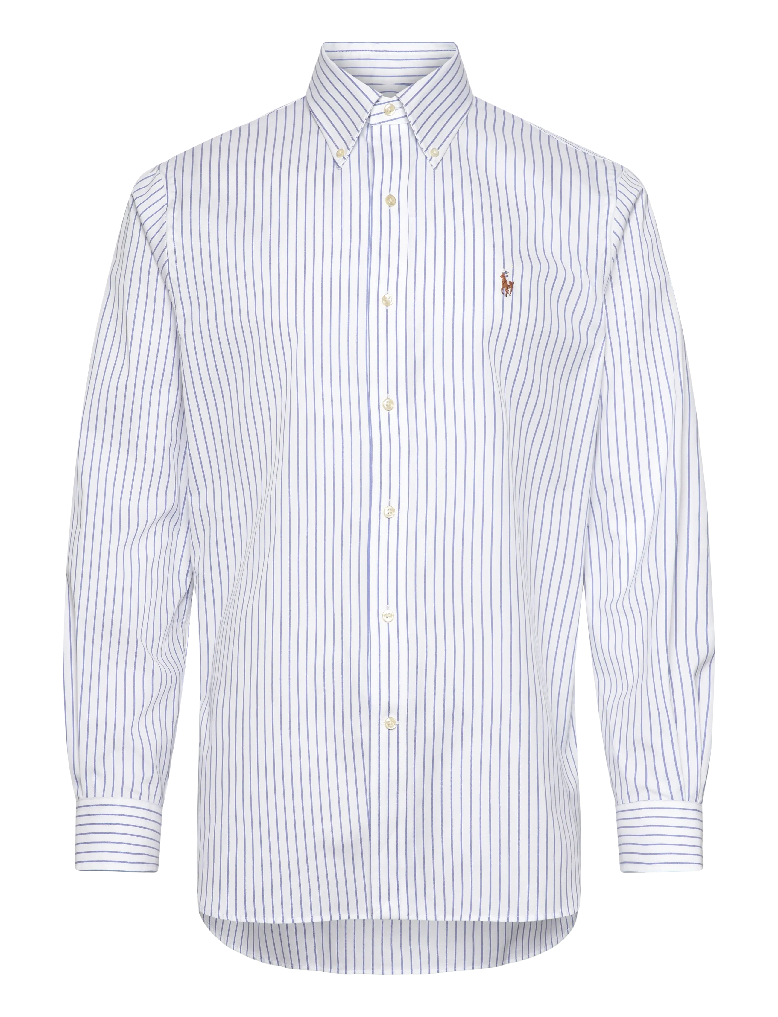 Custom Fit Striped Pinpoint Oxford Shirt - 7091B WHITE/AZURE