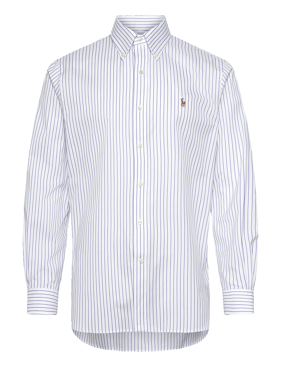 Polo Ralph Lauren - Custom Fit Striped Pinpoint Oxford Shirt - stribede skjorter - 7091b white/azure - 1