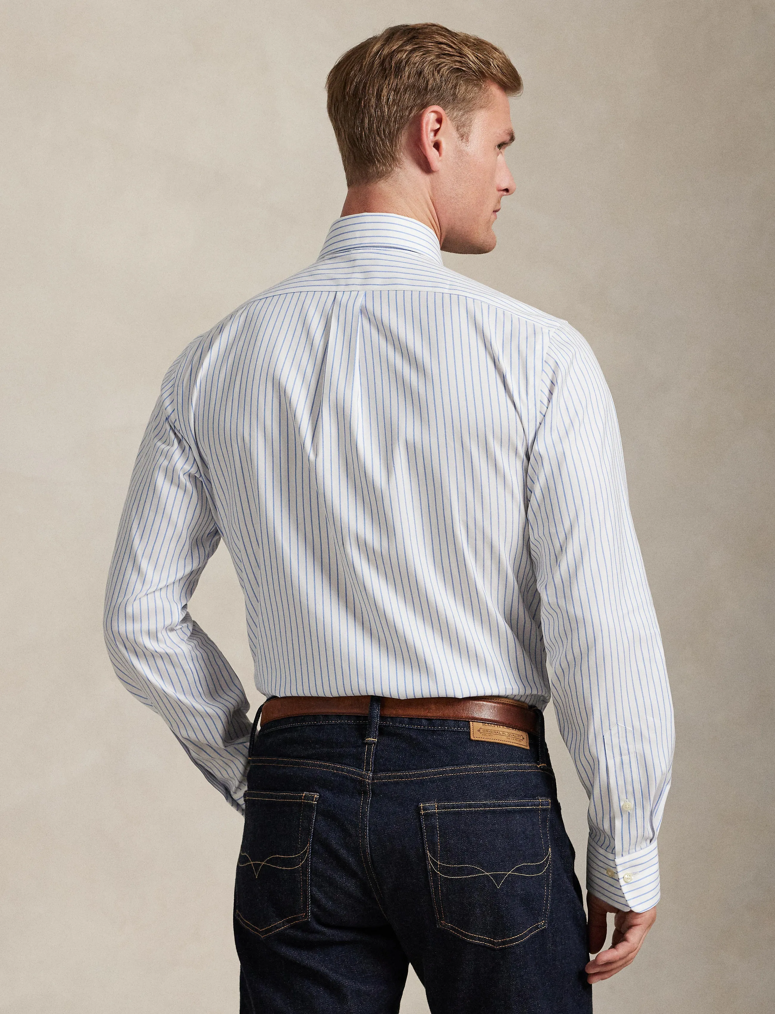 Polo Ralph Lauren - Custom Fit Striped Pinpoint Oxford Shirt - stribede skjorter - 7091b white/azure - 3