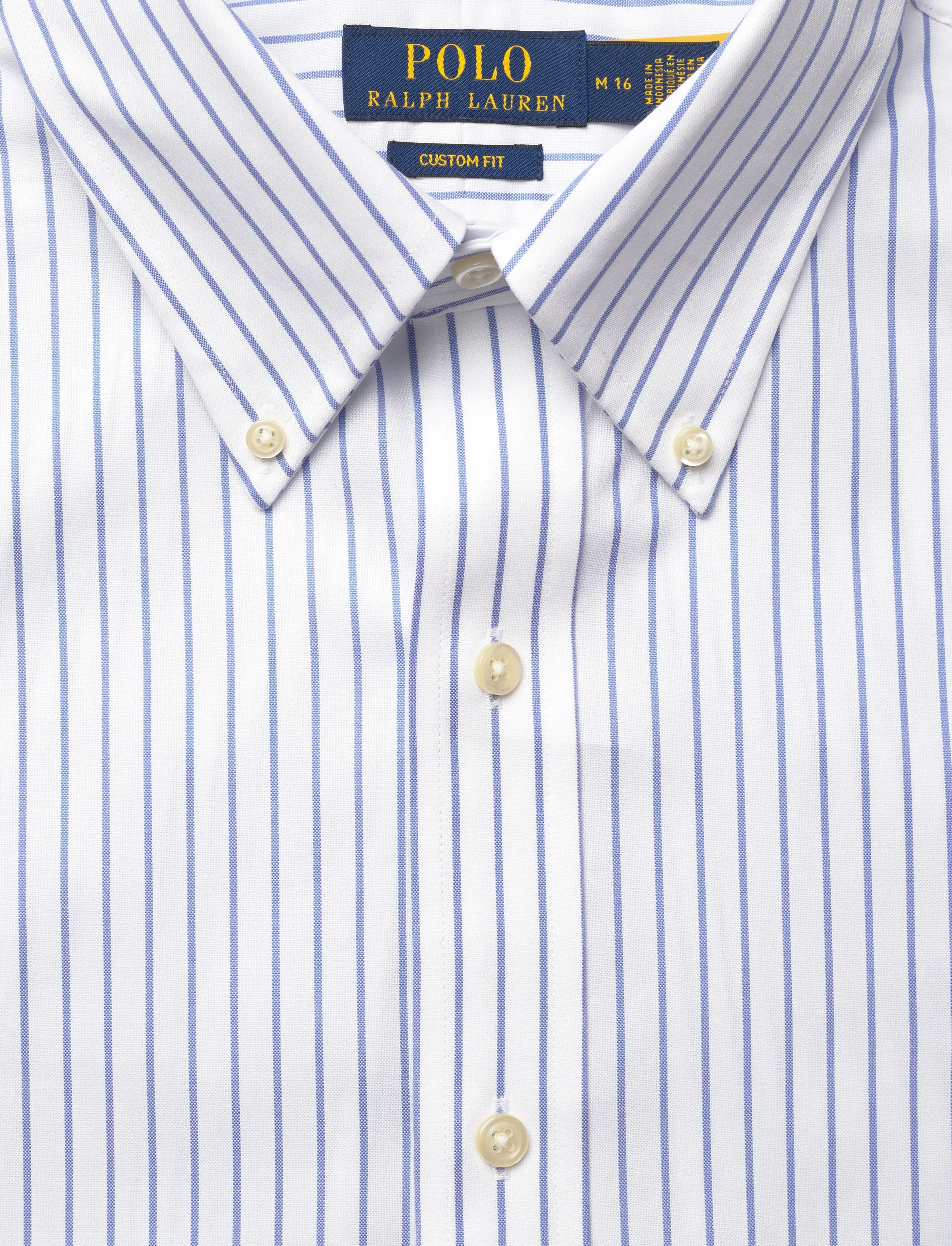 Polo Ralph Lauren - Custom Fit Striped Pinpoint Oxford Shirt - stribede skjorter - 7091b white/azure - 4