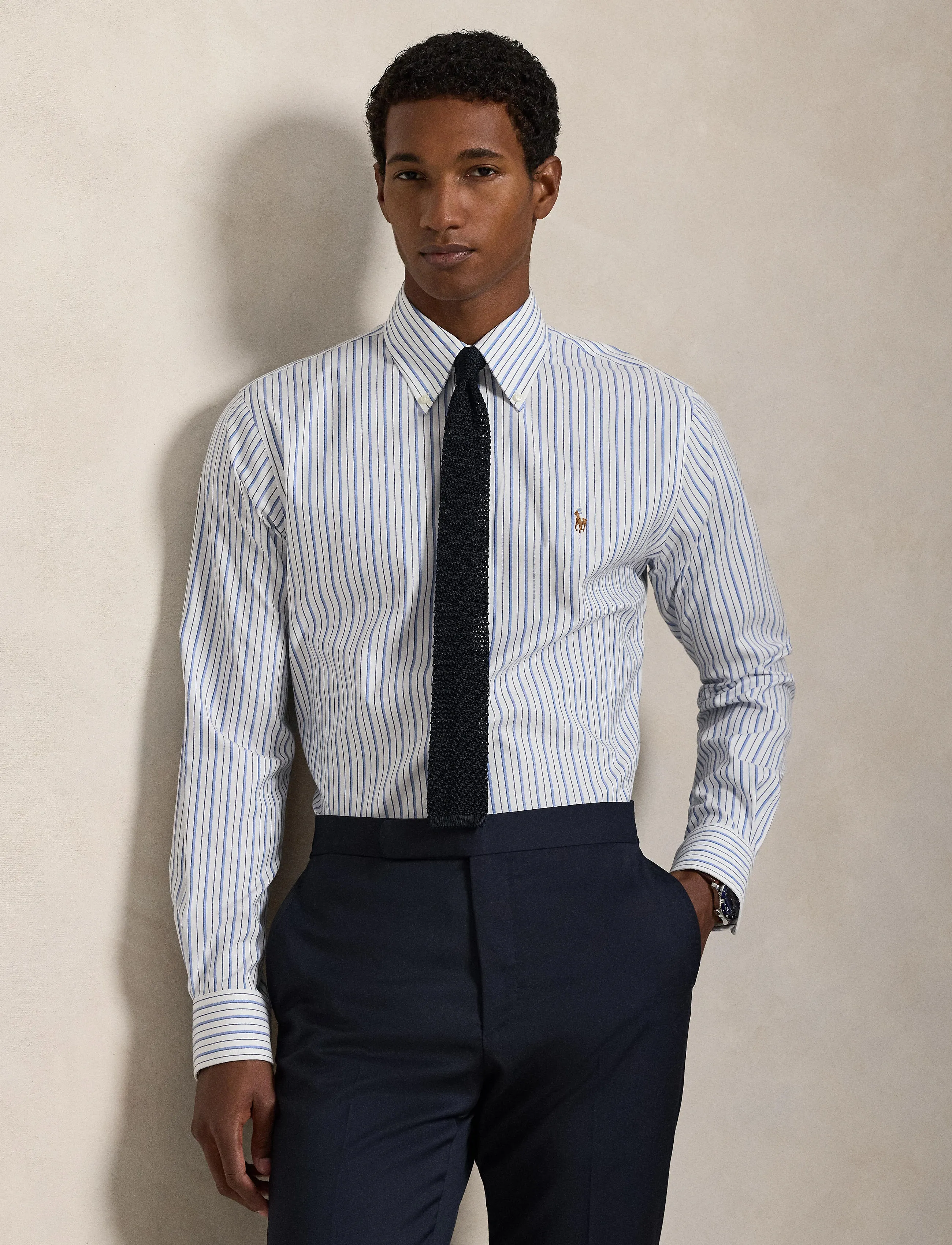 Polo Ralph Lauren Custom Fit Striped Pinpoint Oxford Shirt - Skjorter - 7092 WHITE/SKY BL / white