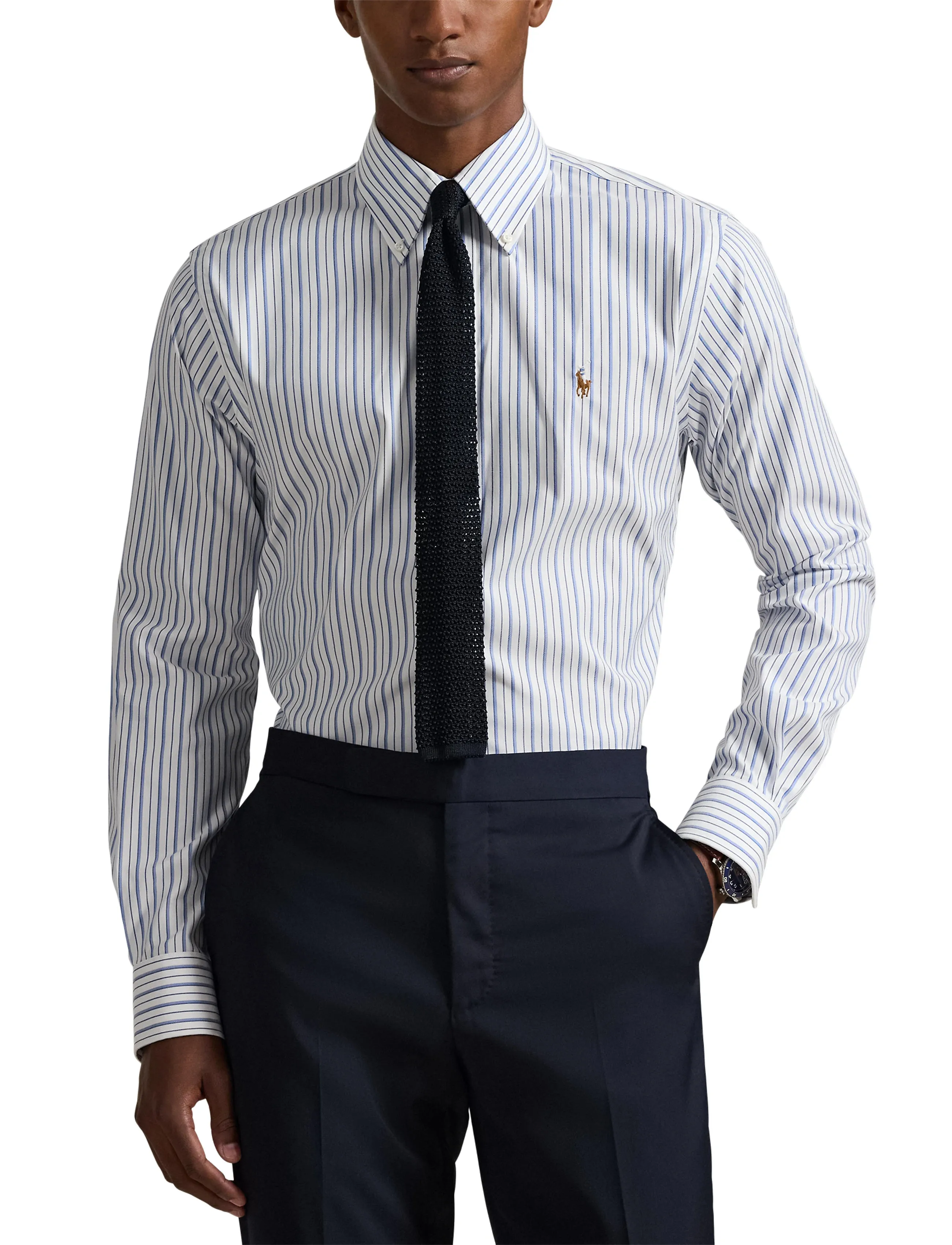 Polo Ralph Lauren - PUREPRSS PNPNT OXFD-CUHBDPPCN - stribede skjorter - 7092 white/sky bl - 5