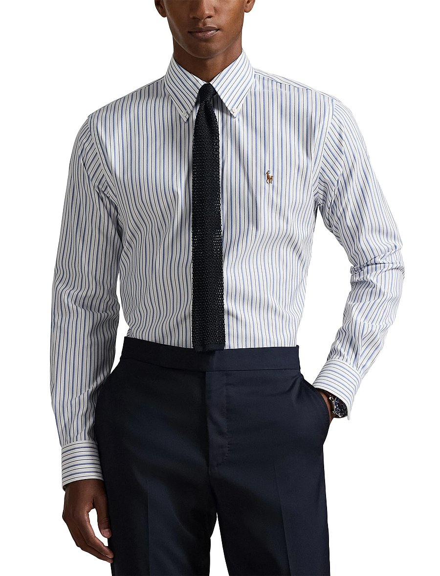 Polo Ralph Lauren - PUREPRSS PNPNT OXFD-CUHBDPPCN - stribede skjorter - 7092 white/sky bl - 5