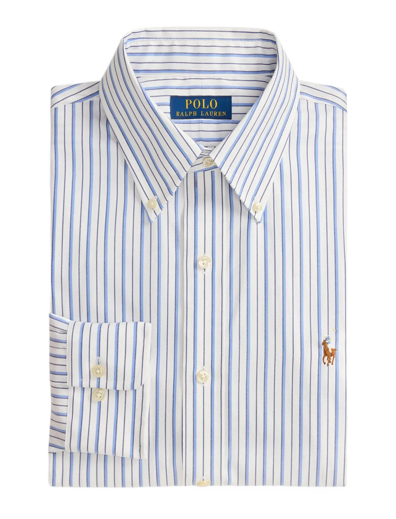 Polo Ralph Lauren - Custom Fit Striped Pinpoint Oxford Shirt - stribede skjorter - 7092 white/sky bl - 3