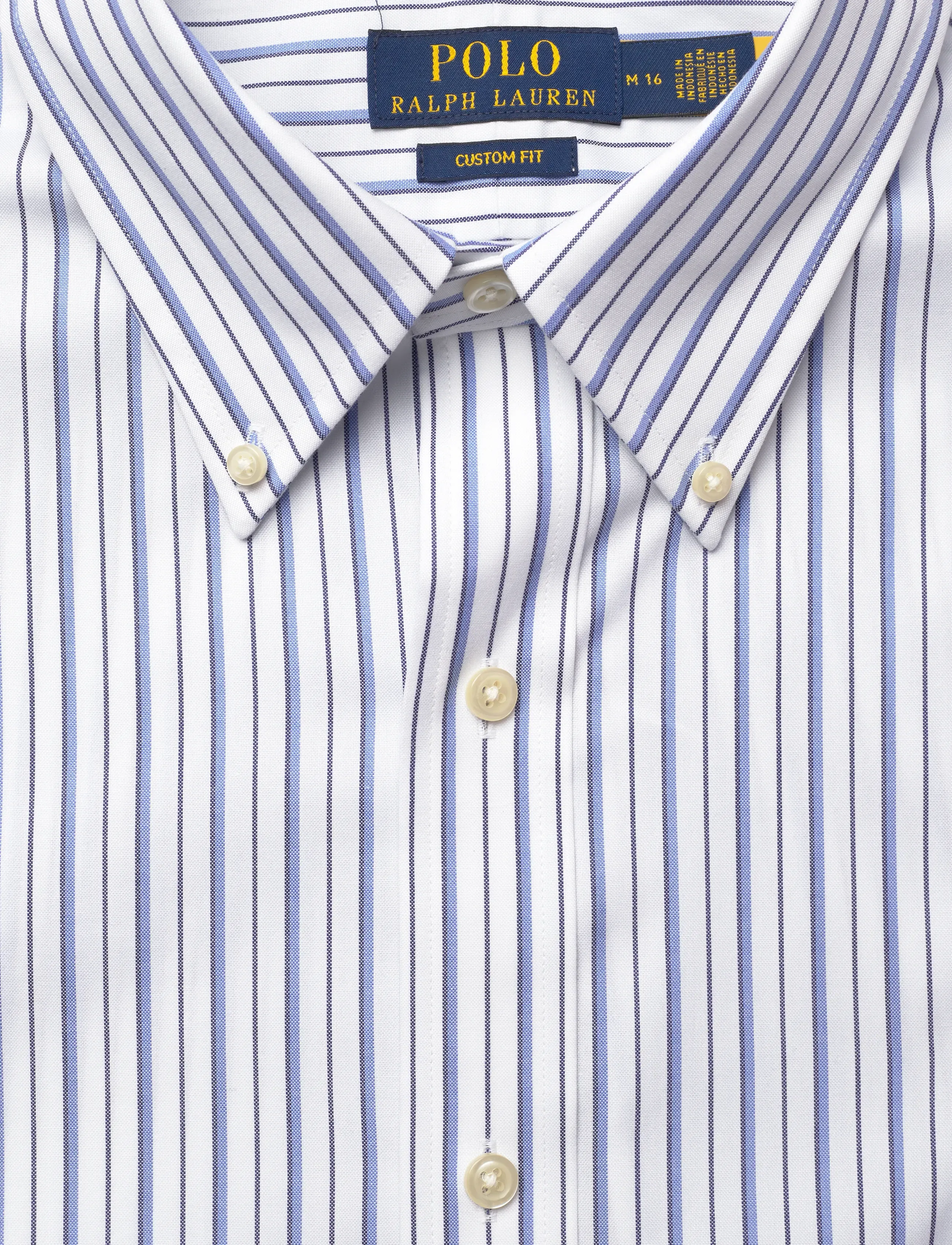 Polo Ralph Lauren - Custom Fit Striped Pinpoint Oxford Shirt - stribede skjorter - 7092 white/sky bl - 5
