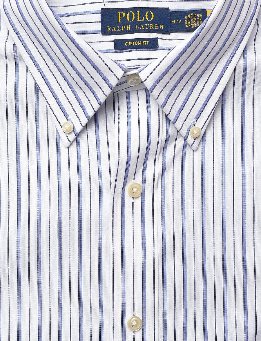 Polo Ralph Lauren - Custom Fit Striped Pinpoint Oxford Shirt - stribede skjorter - 7092 white/sky bl - 5
