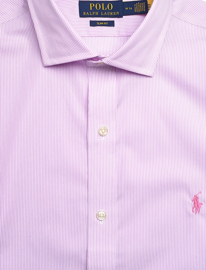 Polo Ralph Lauren - Slim Fit Striped Poplin Shirt - stribede skjorter - 3179 rose/white - 2
