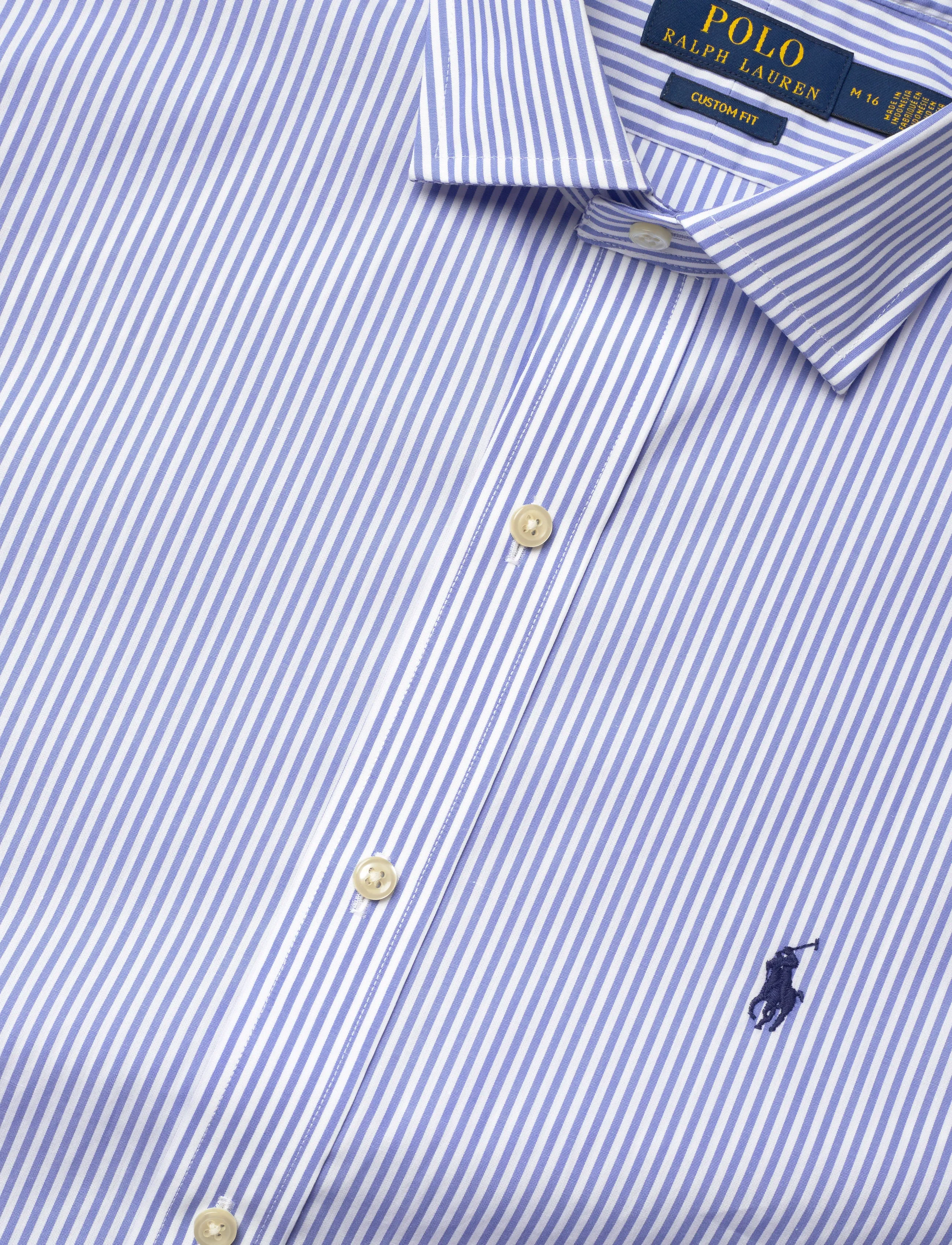 Polo Ralph Lauren - Custom Fit Striped Poplin Shirt - koszule w paski i prążki - 3213b light blue - 3