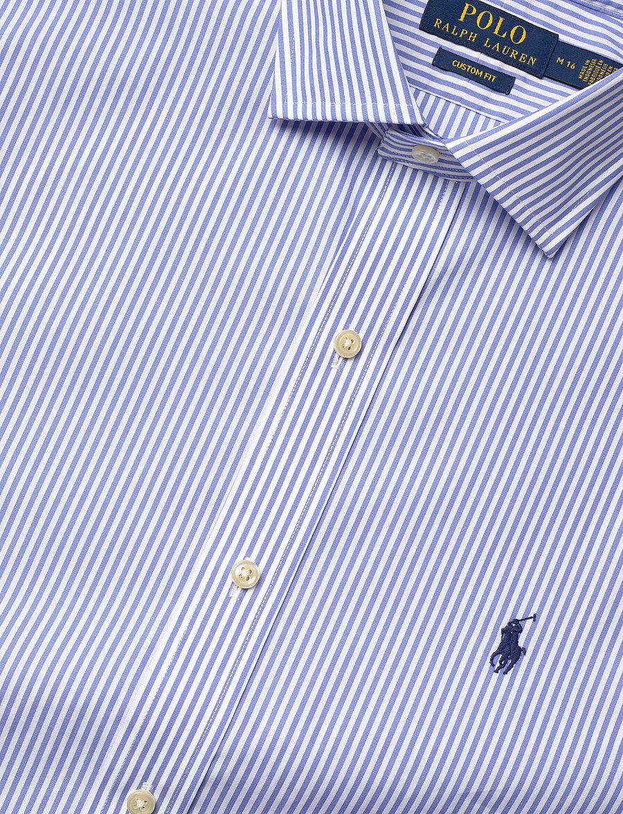 Polo Ralph Lauren - Custom Fit Striped Poplin Shirt - koszule w paski i prążki - 3213b light blue - 3