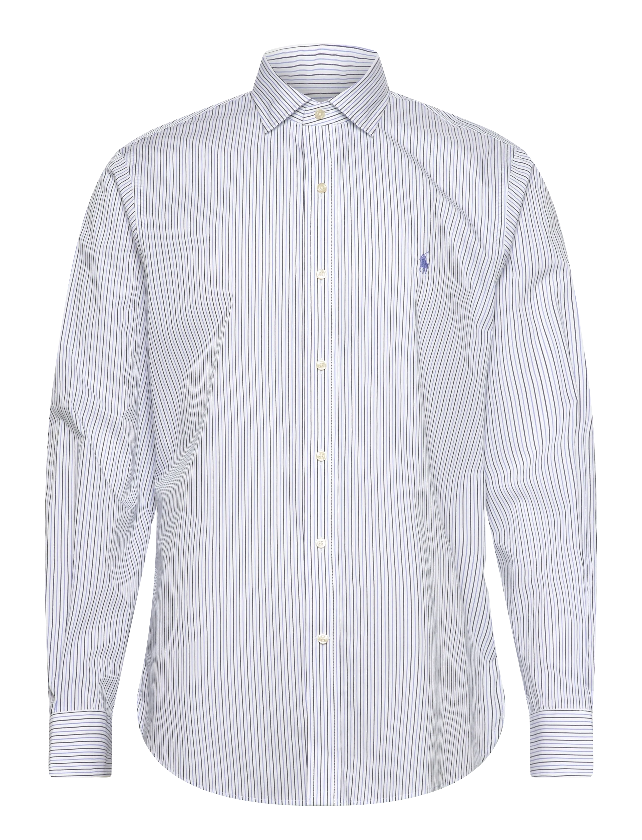 Custom Fit Striped Poplin Shirt - 7241WHITE BLUE MU