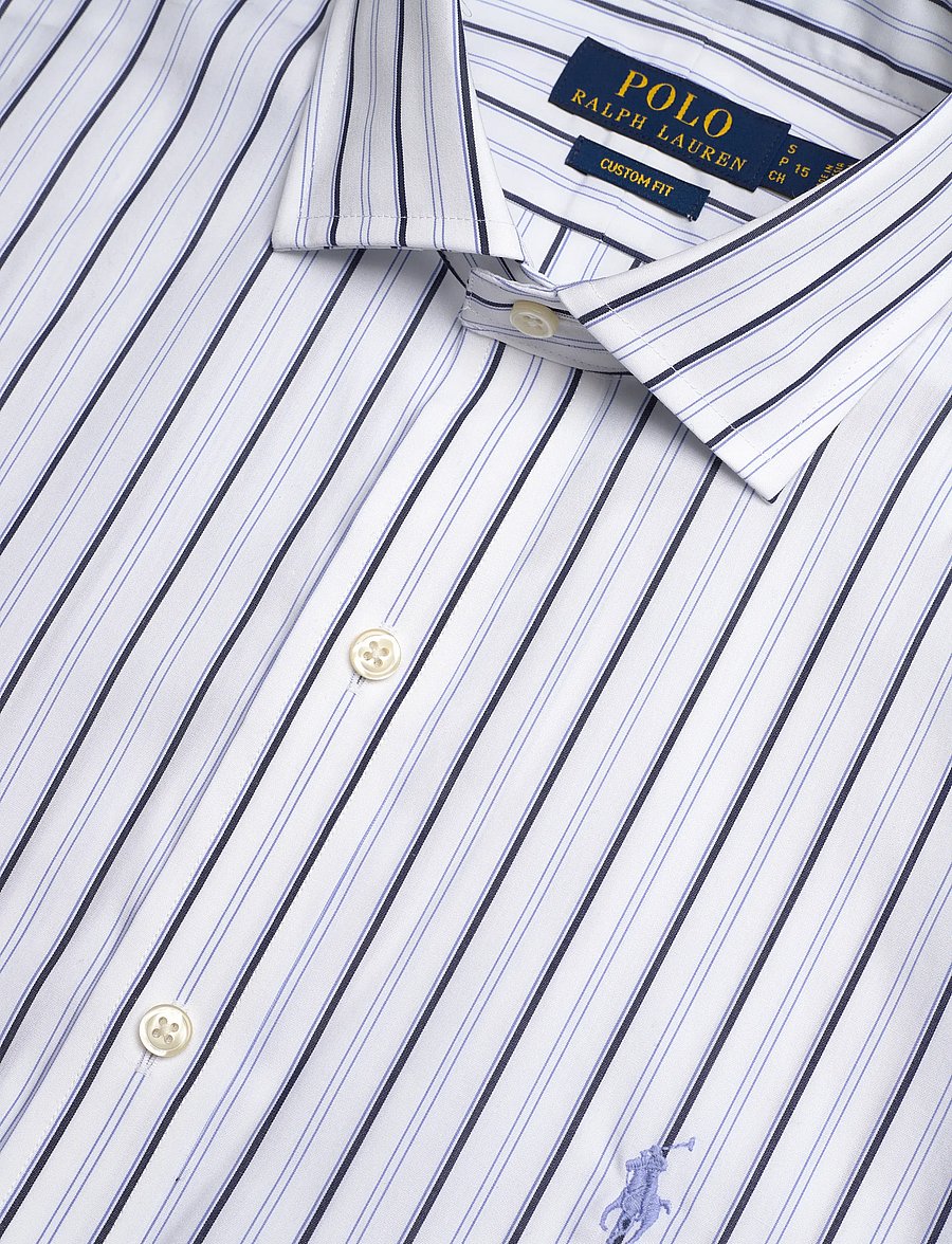 Polo Ralph Lauren - Custom Fit Striped Poplin Shirt - gestreifte hemden - 7242 white blue m - 3