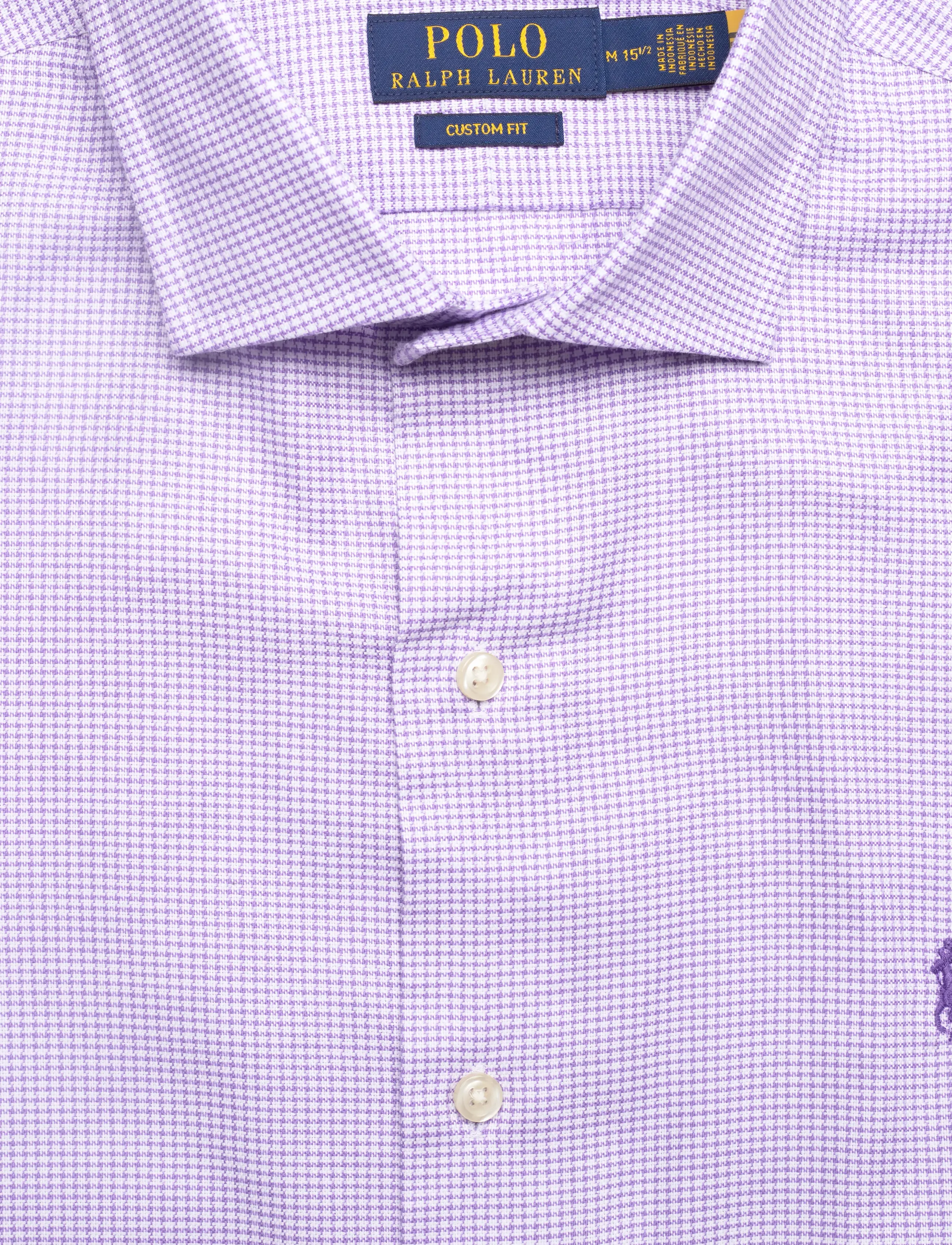 Polo Ralph Lauren - Custom Fit Textured Shirt - köflóttar skyrtur - 6844c white purpl - 2