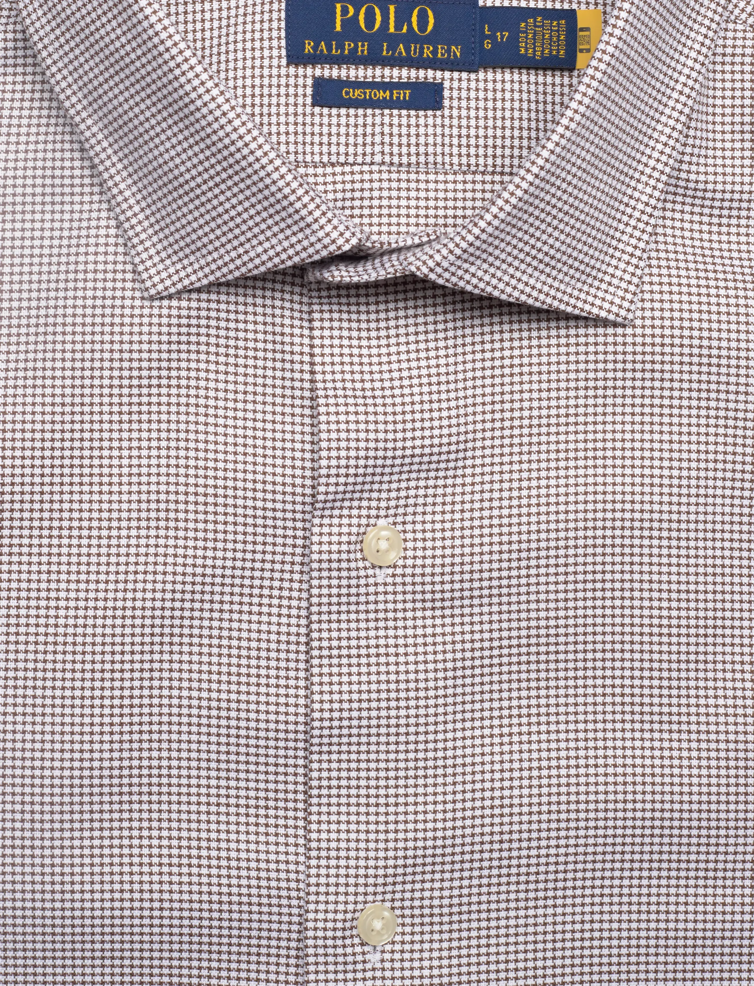 Polo Ralph Lauren - Custom Fit Textured Shirt - rutiga skjortor - 6844e white choco - 2