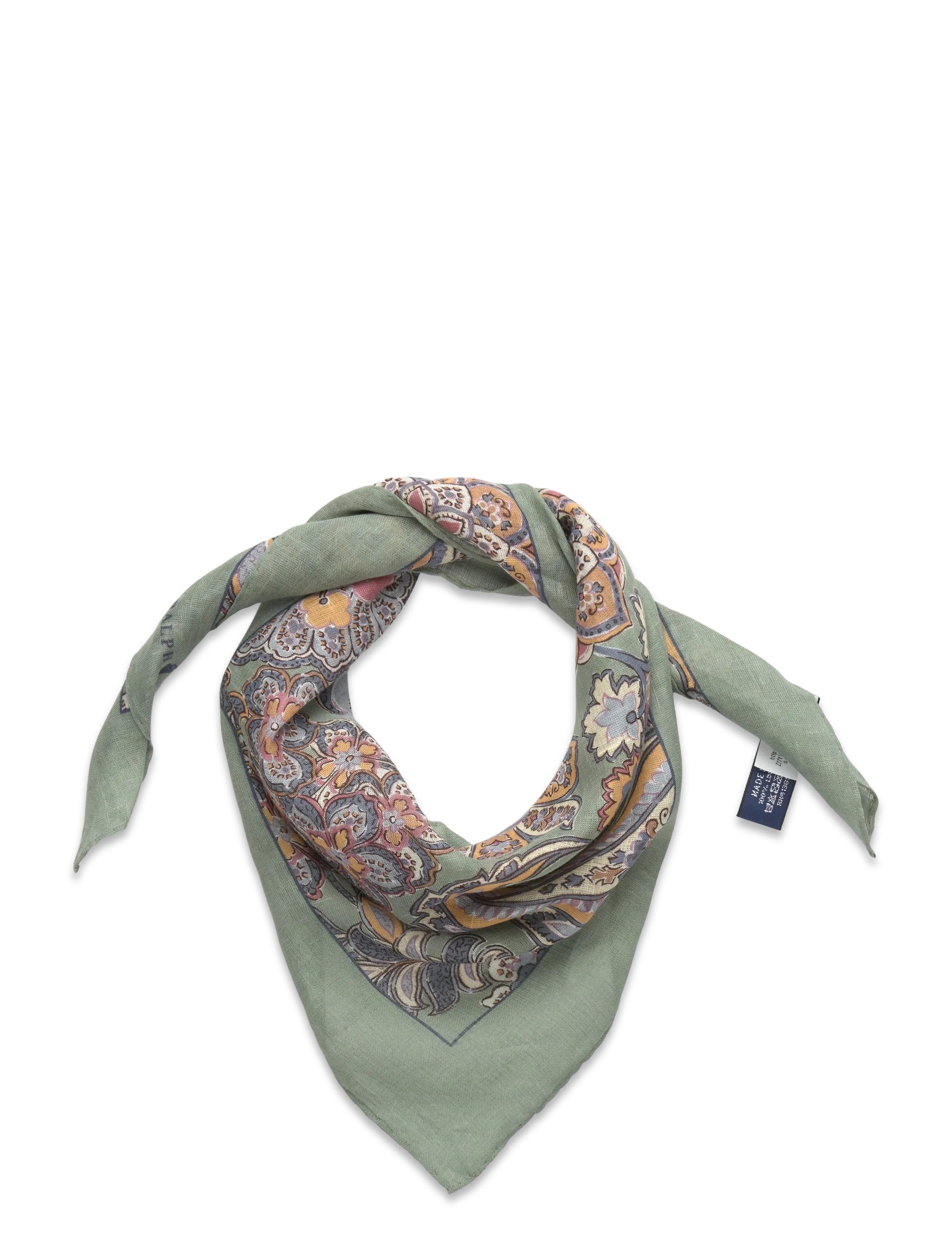 Polo Ralph Lauren Paisley Linen Bandanna - Szaliki - SAGE / multi