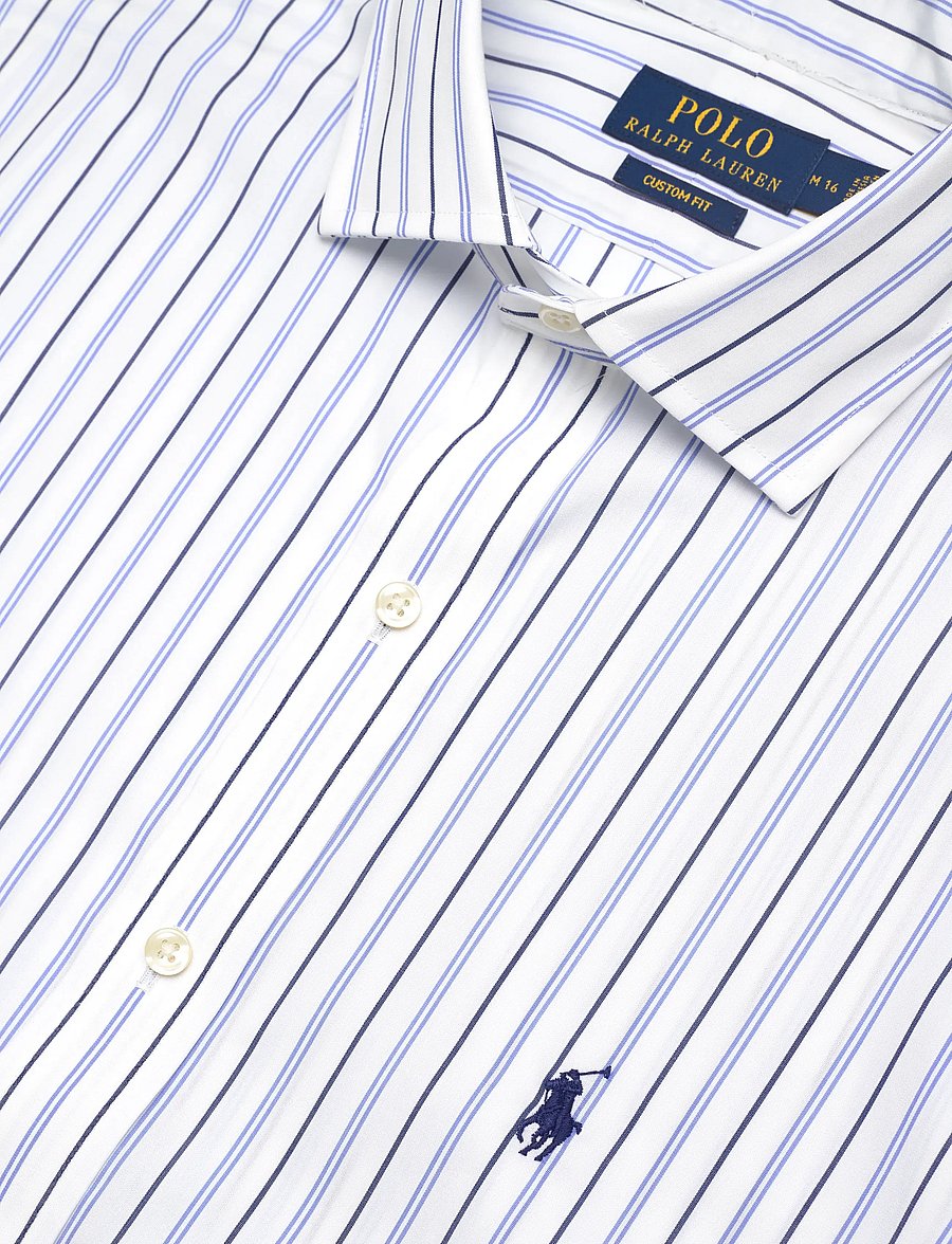 Polo Ralph Lauren - Custom Fit Striped Poplin Shirt - gestreifte hemden - 7300 white blue m - 3