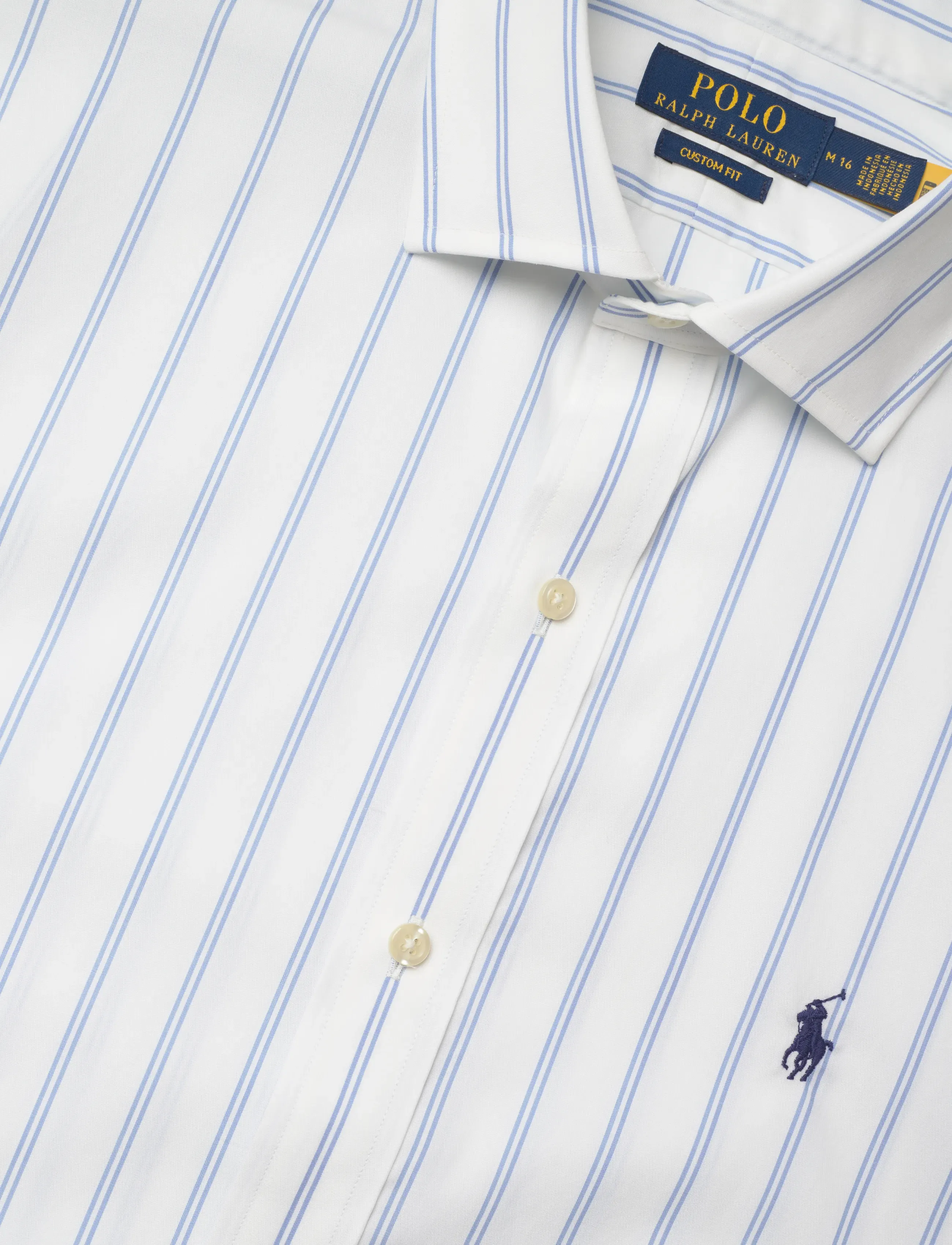 Polo Ralph Lauren - Custom Fit Striped Poplin Shirt - dryžuoti marškiniai - 7301 white blue - 3