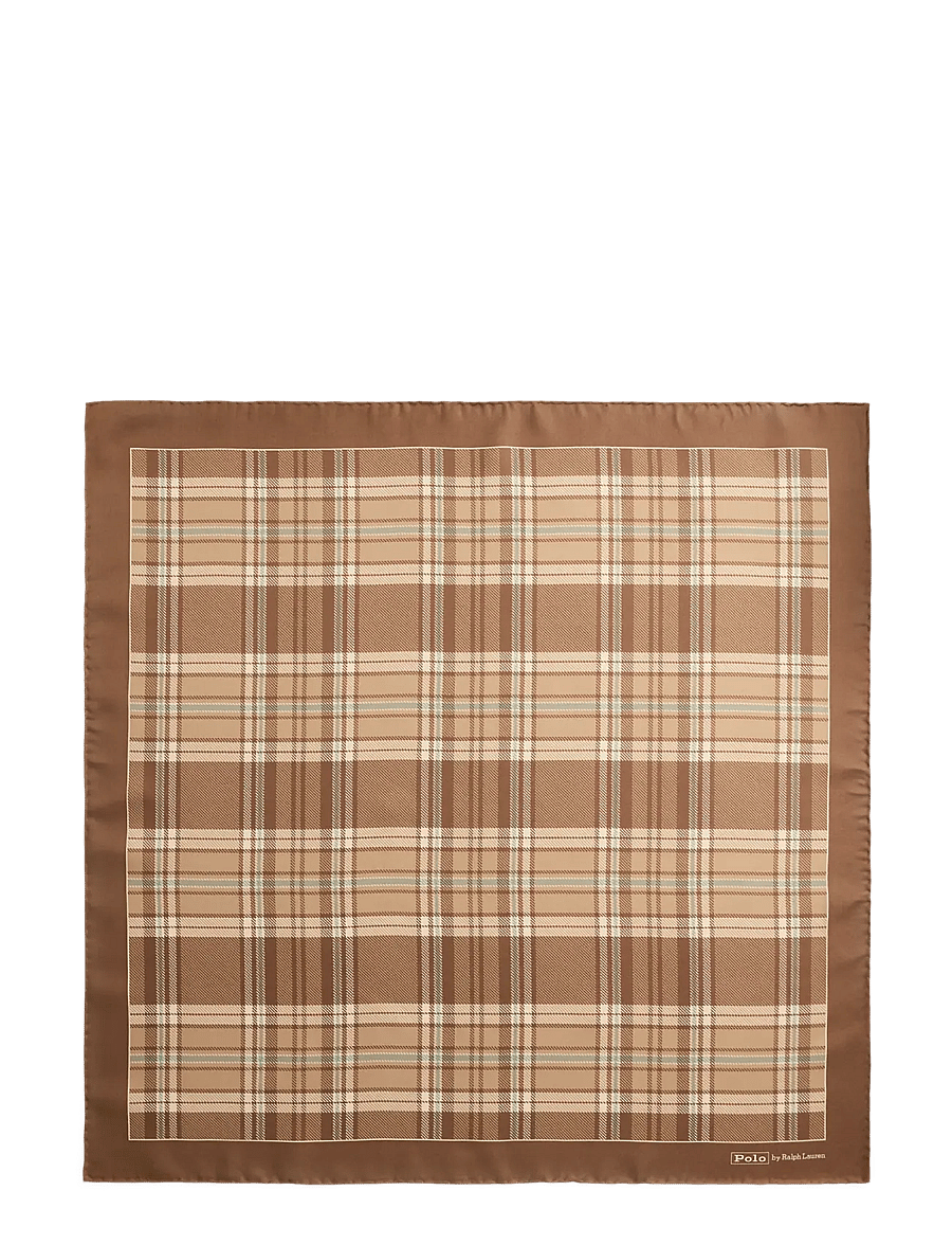 Polo Ralph Lauren - Plaid Silk Square Scarf - tynde tørklæder - brown multi - 1