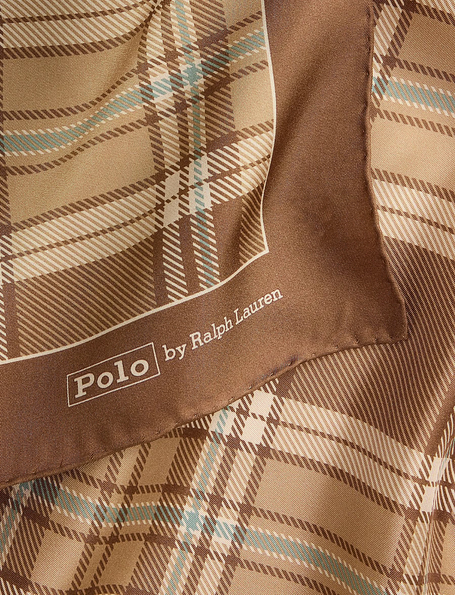 Polo Ralph Lauren - Plaid Silk Square Scarf - tynde tørklæder - brown multi - 2