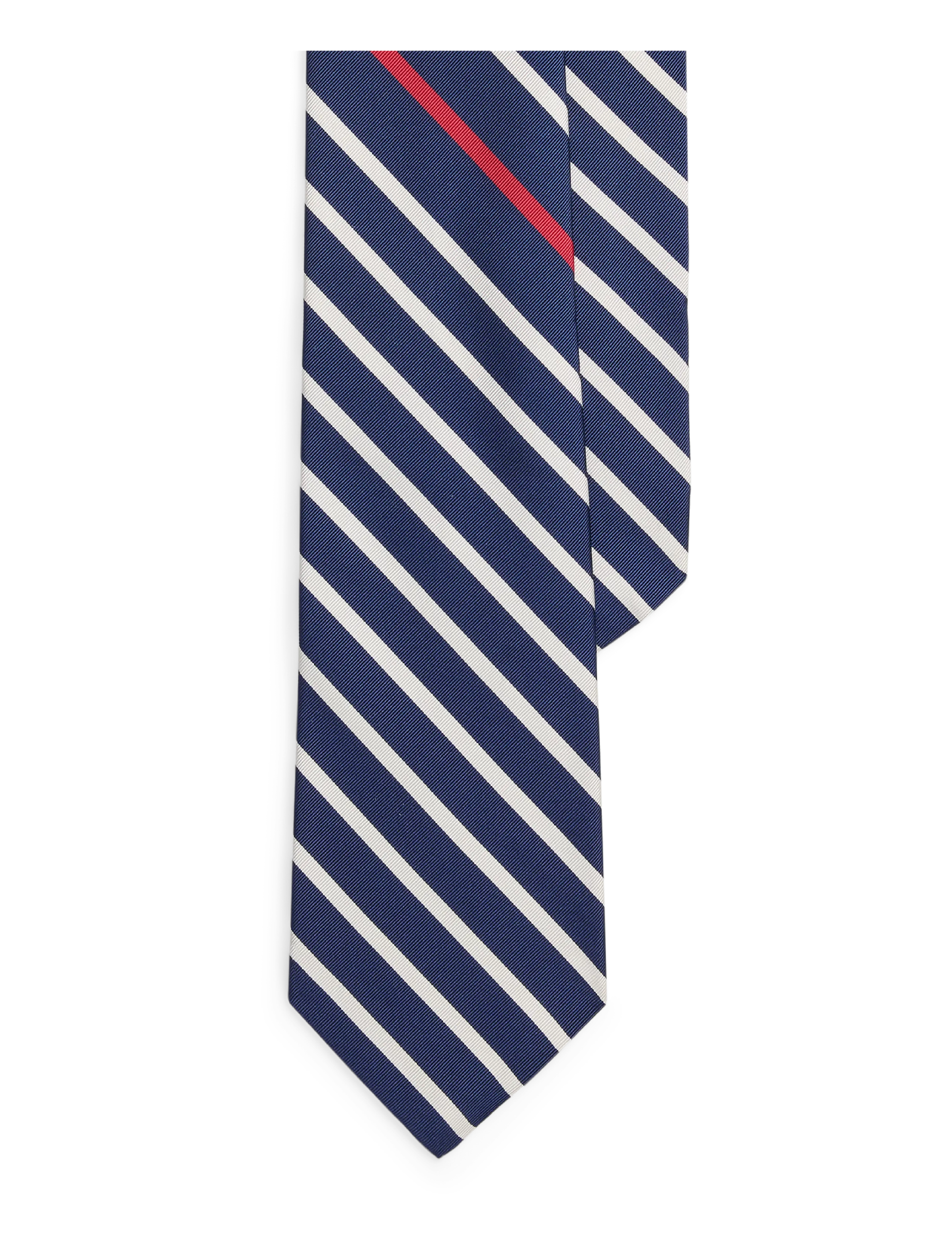 Polo Ralph Lauren Striped Silk-Cotton Mogador Tie - Tilbehør - NAVY/WHITE / navy