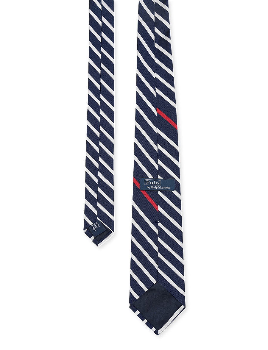 Polo Ralph Lauren - Striped Silk-Cotton Mogador Tie - slipsar - navy/white - 1