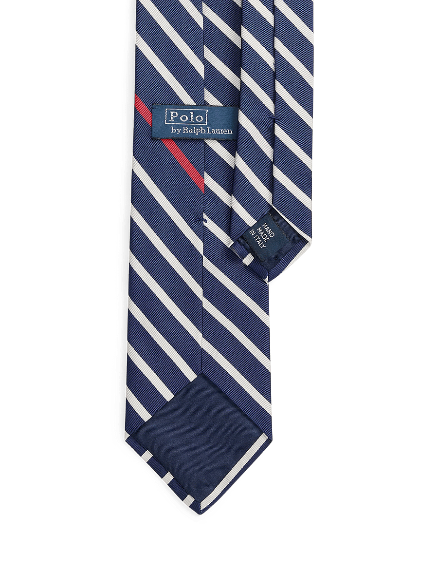 Polo Ralph Lauren - Striped Silk-Cotton Mogador Tie - kaklaraiščiai - navy/white - 1
