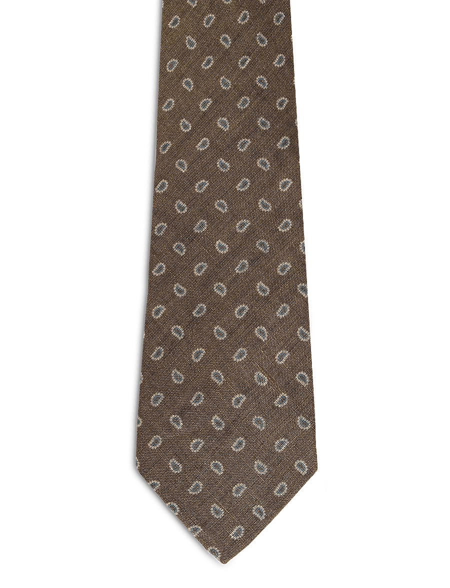 Polo Ralph Lauren - Pine-Print Linen Tie - krawatten - cafe brown - 0