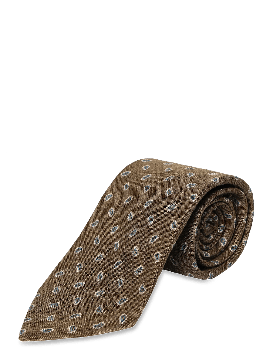 Polo Ralph Lauren - Pine-Print Linen Tie - krawatten - cafe brown - 2