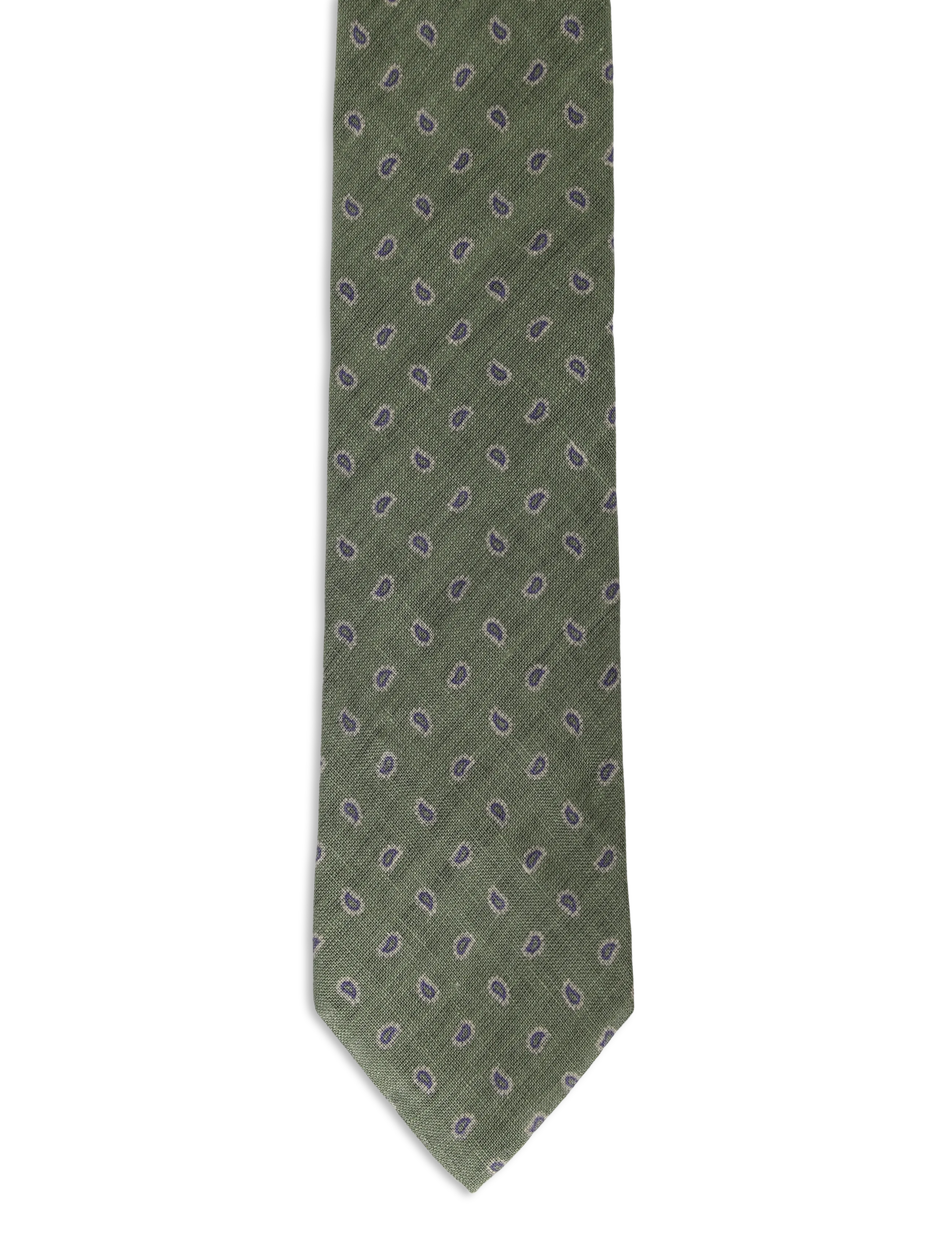 Polo Ralph Lauren Pine-Print Linen Tie - Accessories - FATIGUE / khaki/green