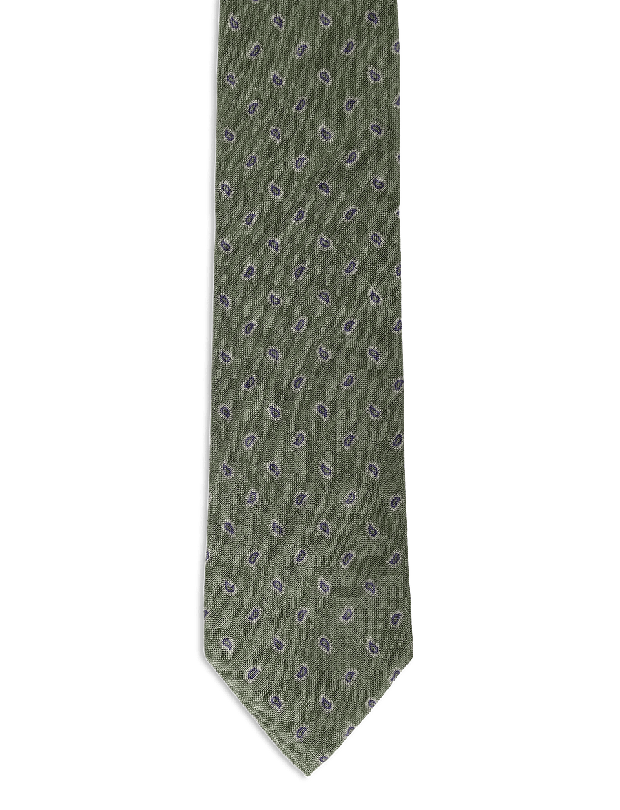 Polo Ralph Lauren - Pine-Print Linen Tie - slips - fatigue - 0