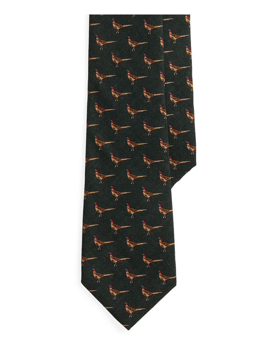 Polo Ralph Lauren - Pheasant-Print Wool Challis Tie - dark green - 0