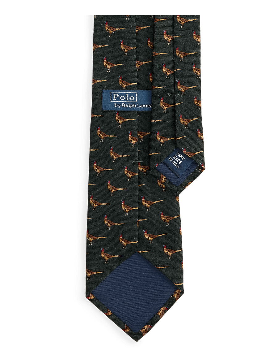 Polo Ralph Lauren - Pheasant-Print Wool Challis Tie - dark green - 1