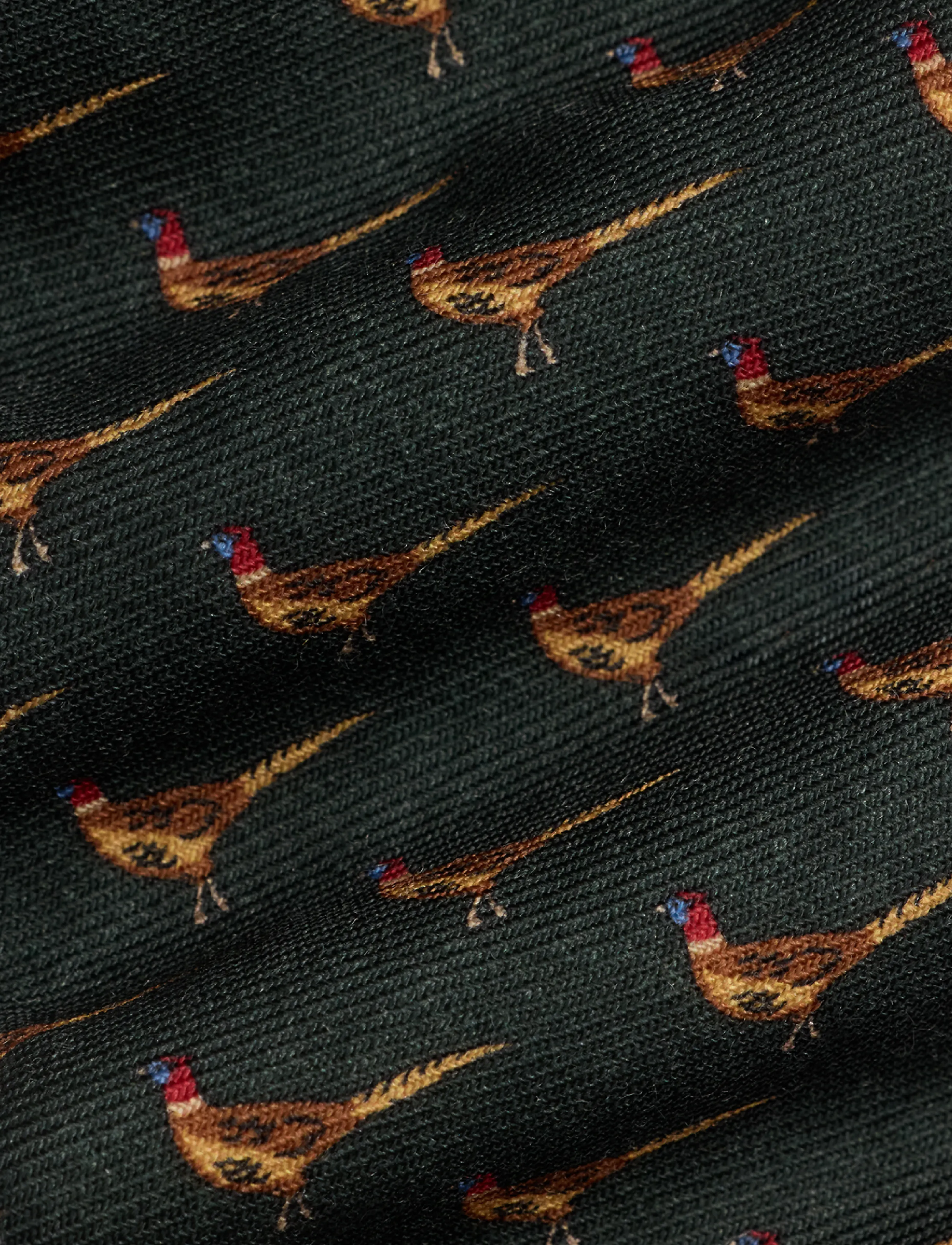 Polo Ralph Lauren - Pheasant-Print Wool Challis Tie - dark green - 2