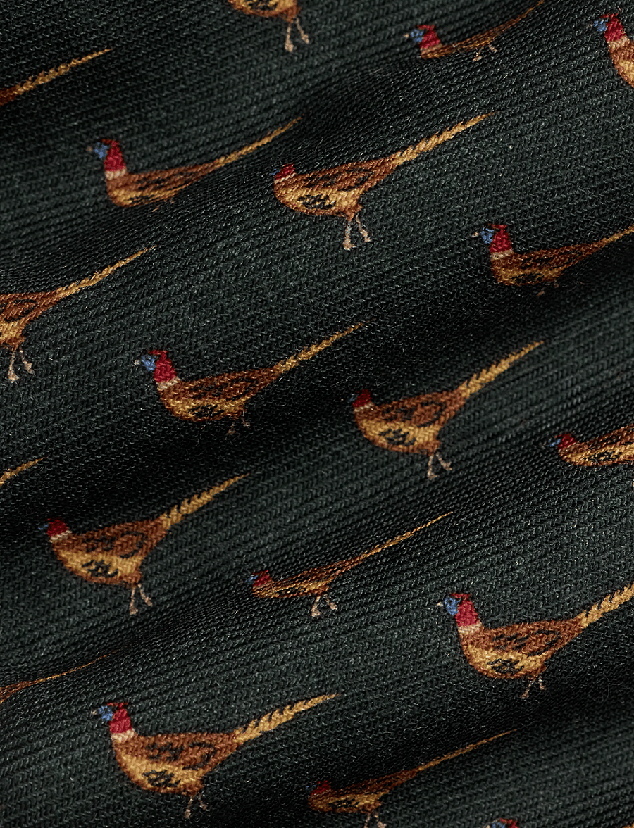 Polo Ralph Lauren - Pheasant-Print Wool Challis Tie - dark green - 2