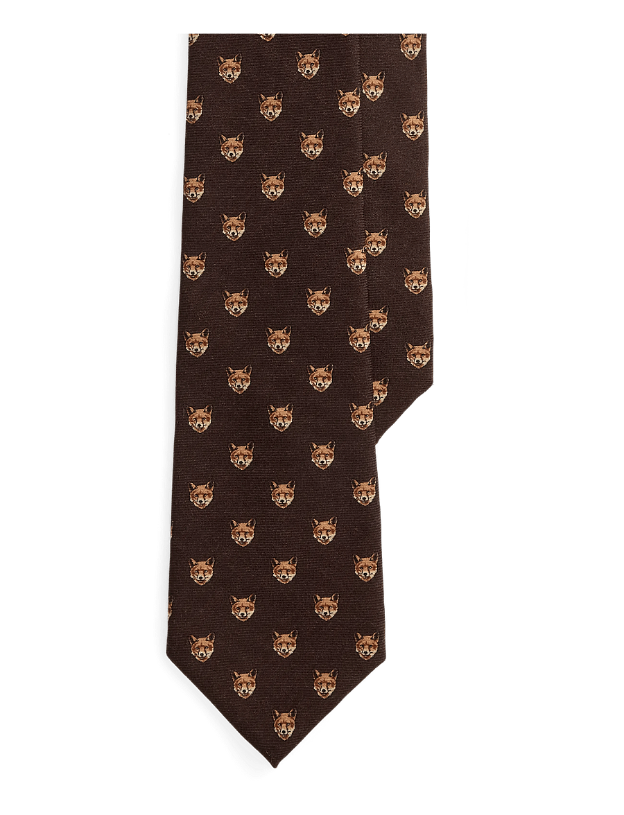 Polo Ralph Lauren - Fox-Print Wool Challis Tie - brown - 0