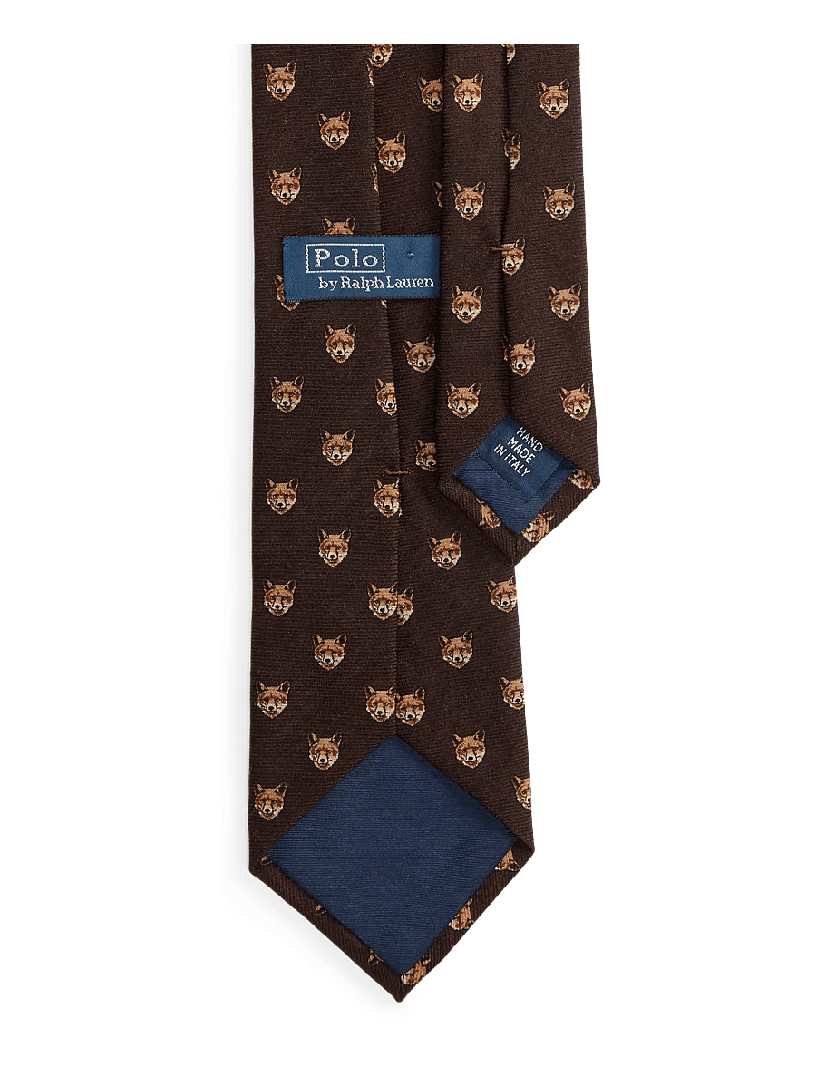 Polo Ralph Lauren - Fox-Print Wool Challis Tie - brown - 1