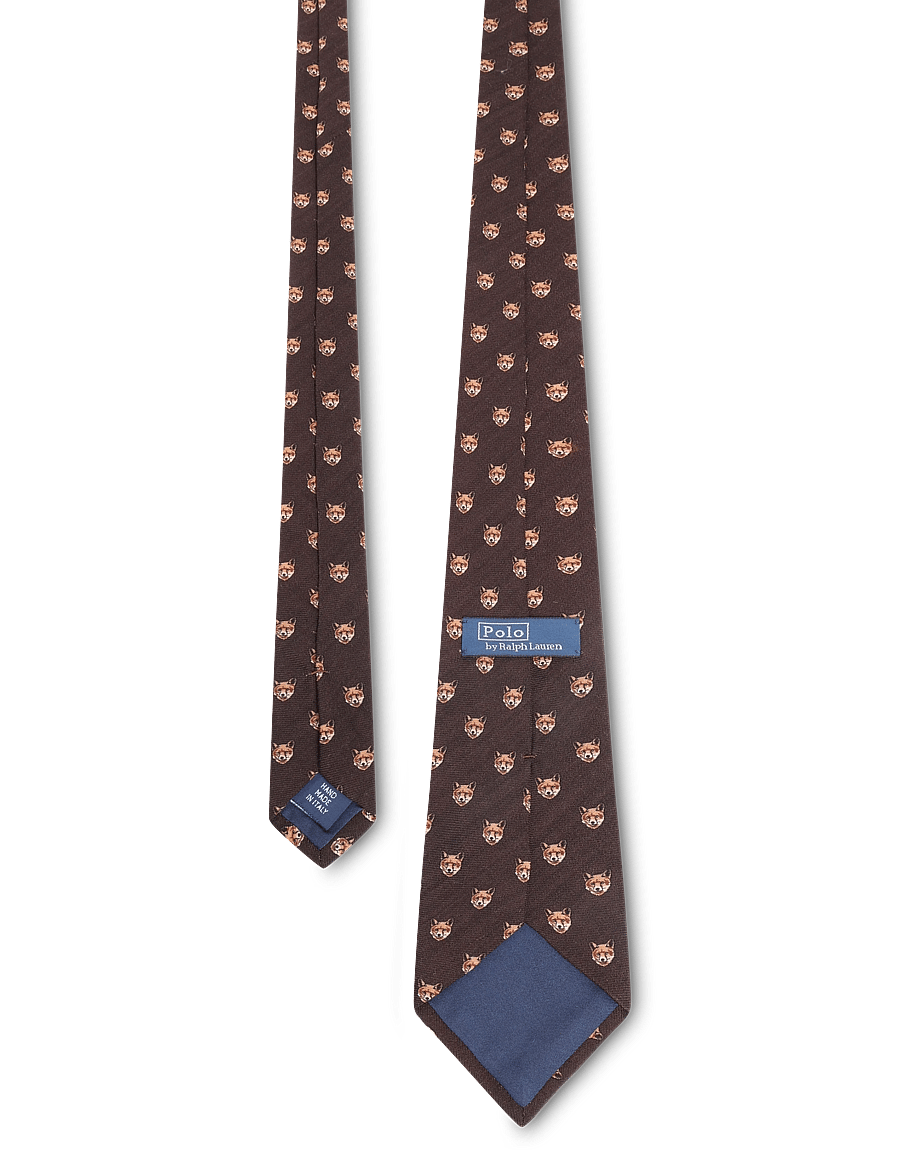 Polo Ralph Lauren - Fox-Print Wool Challis Tie - lipsud - brown - 1
