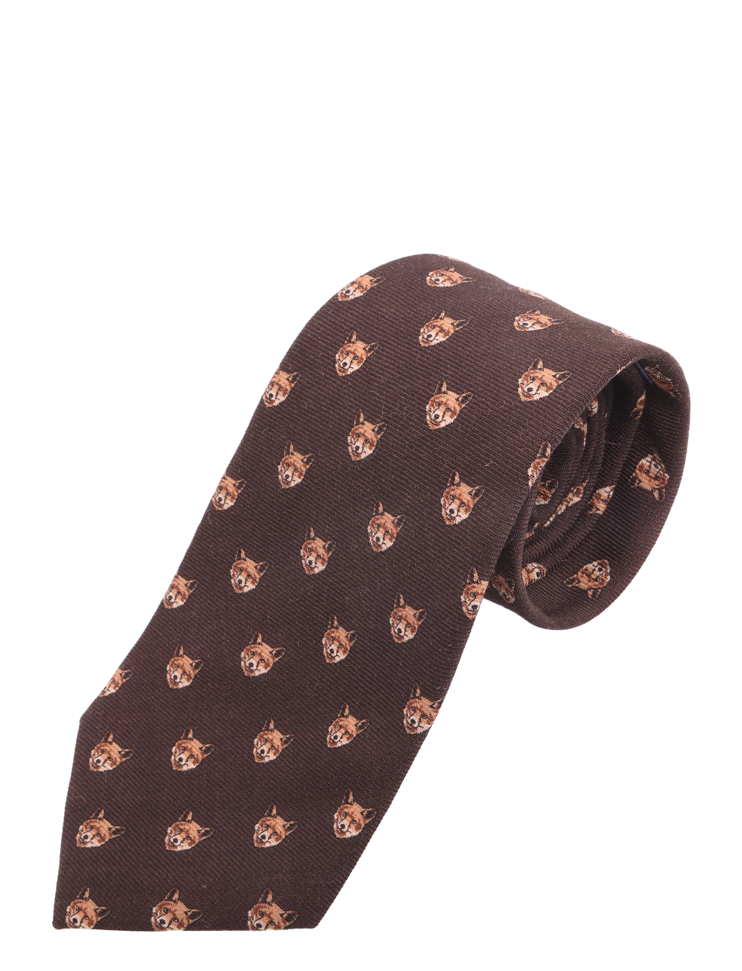 Polo Ralph Lauren - Fox-Print Wool Challis Tie - lipsud - brown - 2