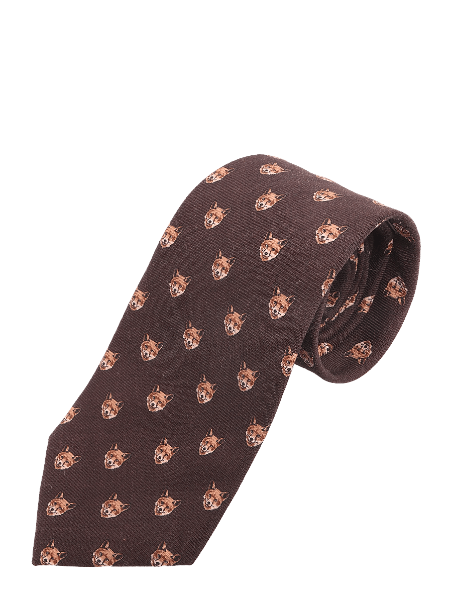 Polo Ralph Lauren - Fox-Print Wool Challis Tie - lipsud - brown - 2