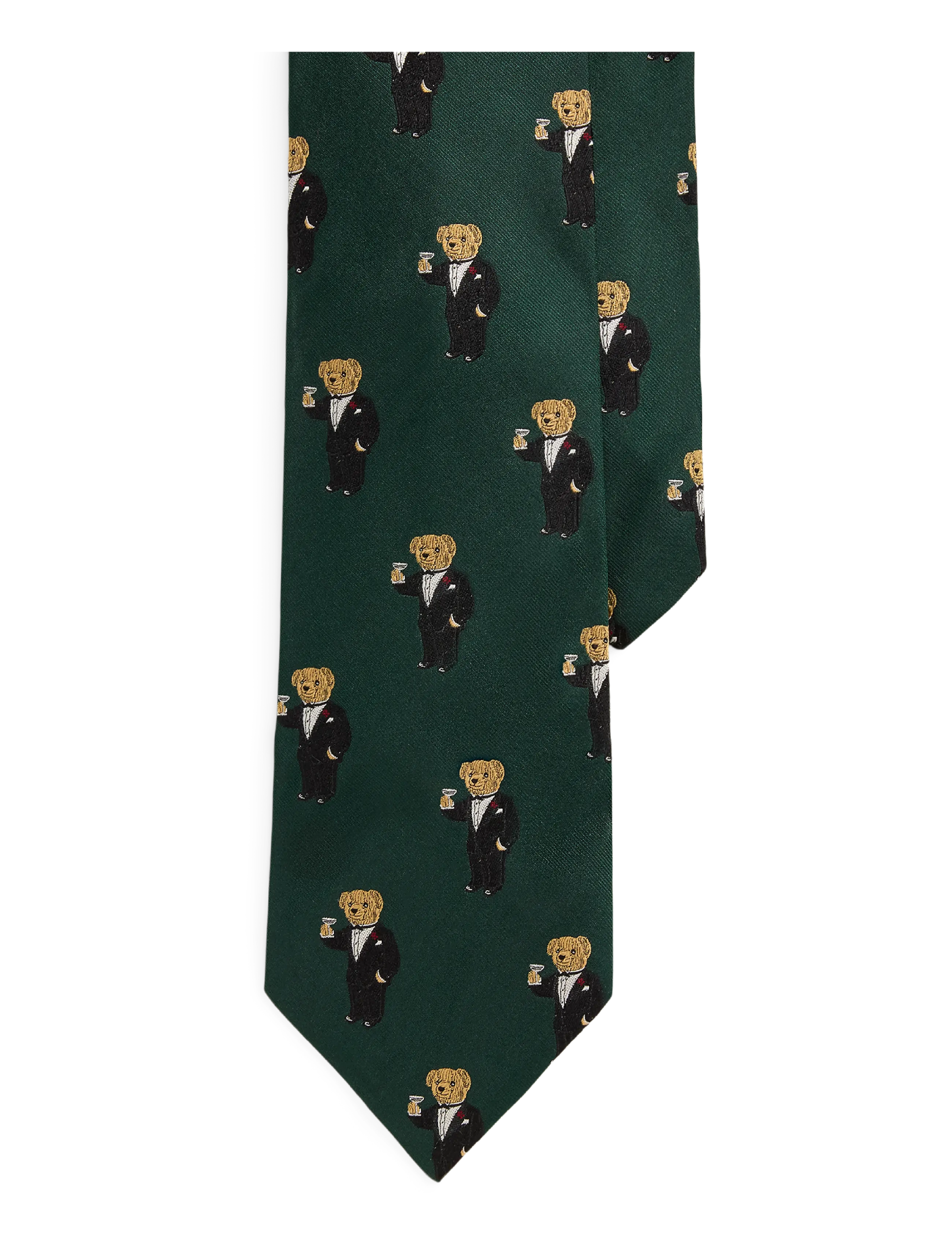 Polo Ralph Lauren Graduate Martini Bear Silk Tie - Slips & Accessories - DARK GREEN / green