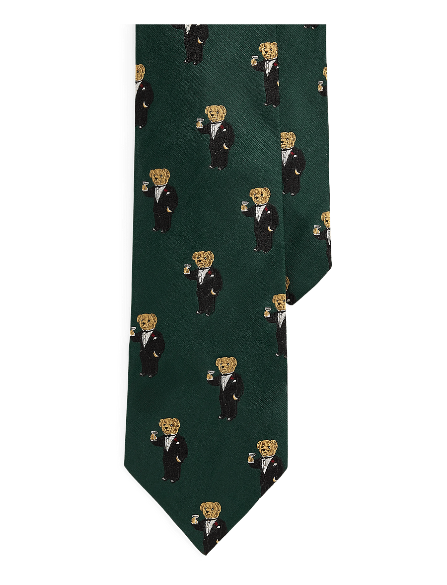 Polo Ralph Lauren - Graduate Martini Bear Silk Tie - dark green - 0