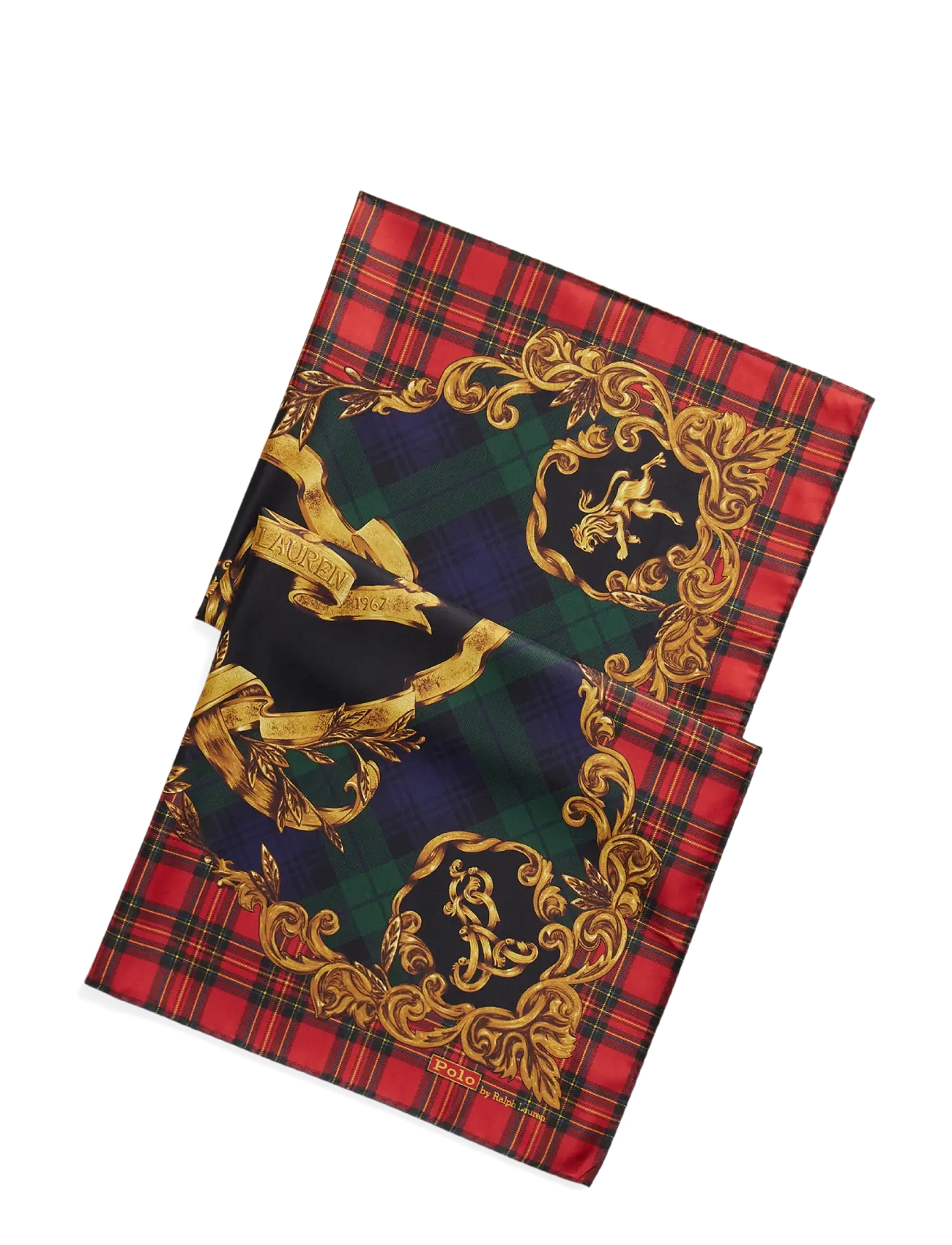 Polo Ralph Lauren Crest Silk Twill Square Scarf - Šalikai - RED/GOLD MULTI / red